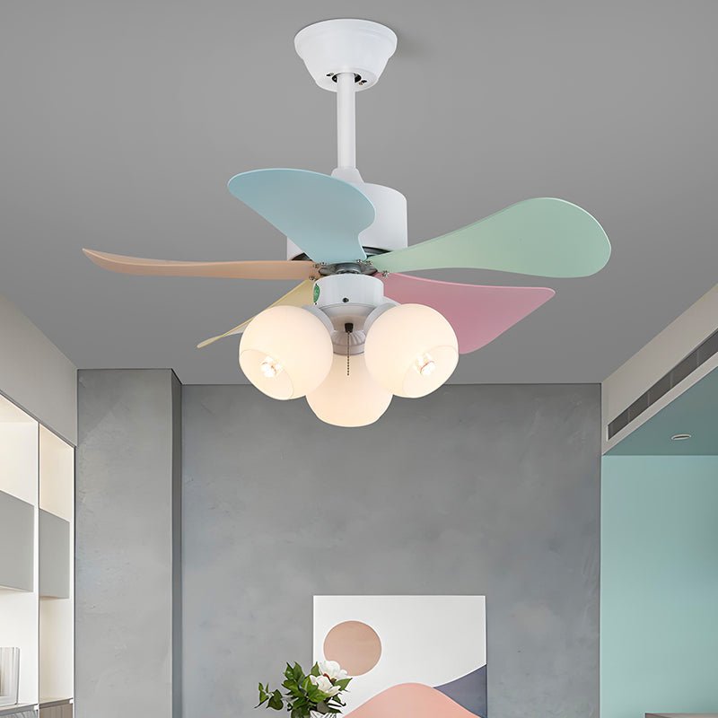 Plafonnier ventilateur Liora en verre multicolore, Modèle N