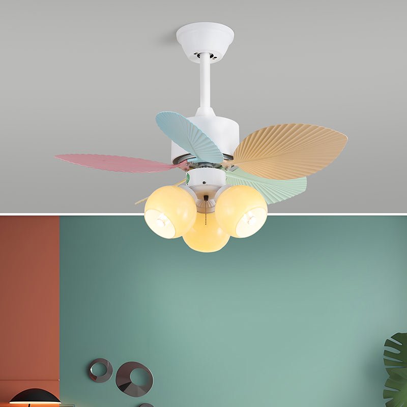 Plafonnier ventilateur Liora en verre multicolore, Modèle A