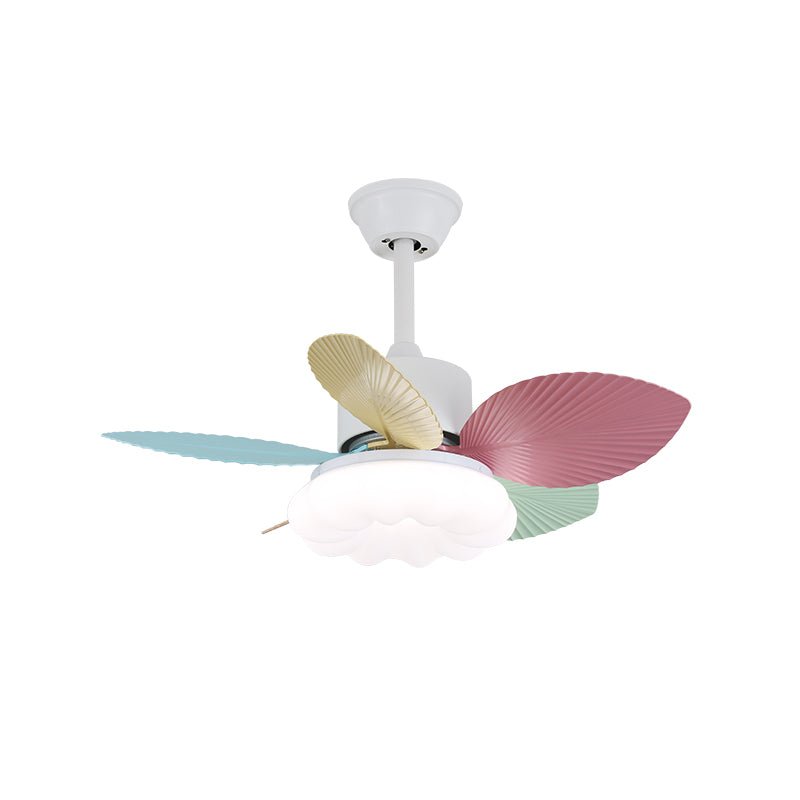 Vue détaillée du plafonnier ventilateur Liora en verre multicolore