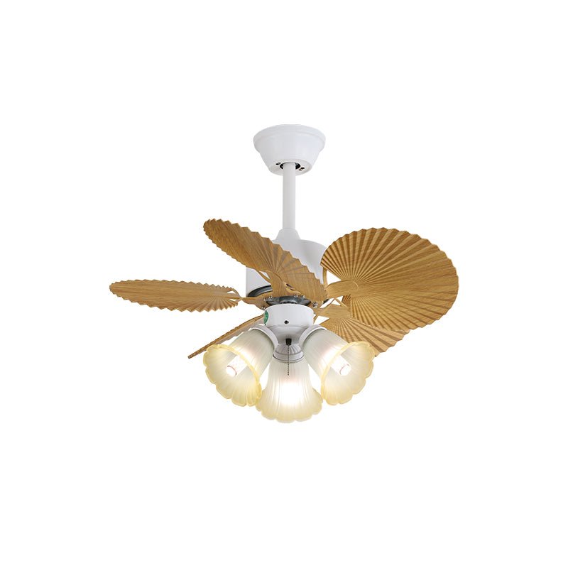 Vue détaillée du plafonnier ventilateur Liora en verre multicolore