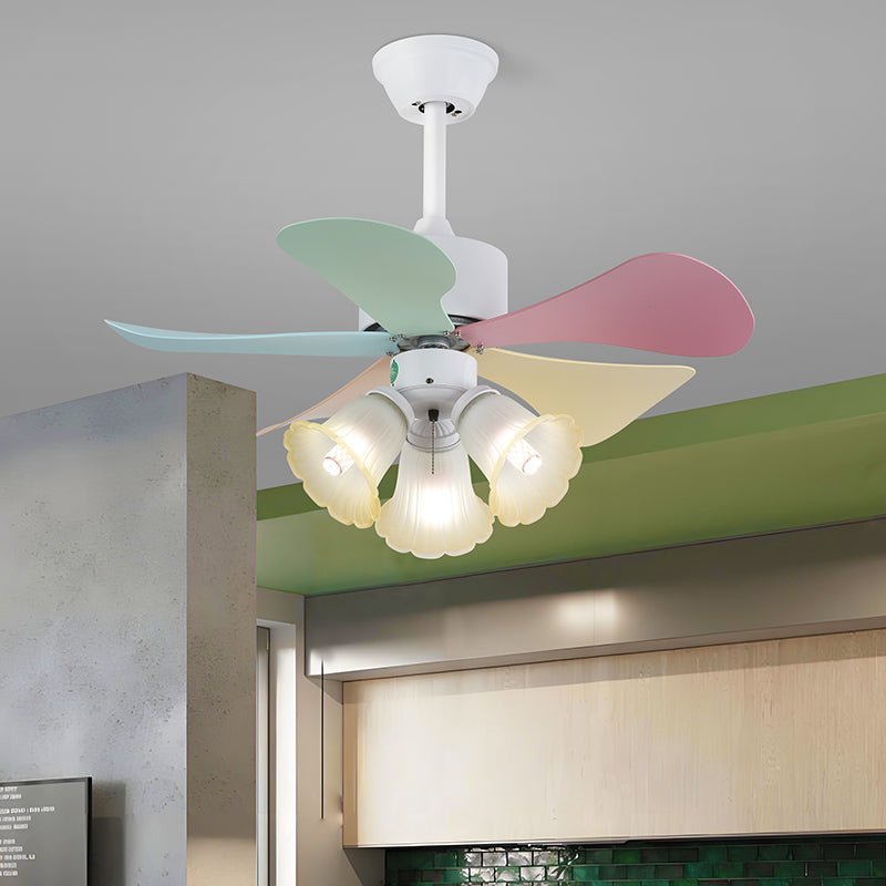 Plafonnier ventilateur Liora en verre multicolore, Modèle M