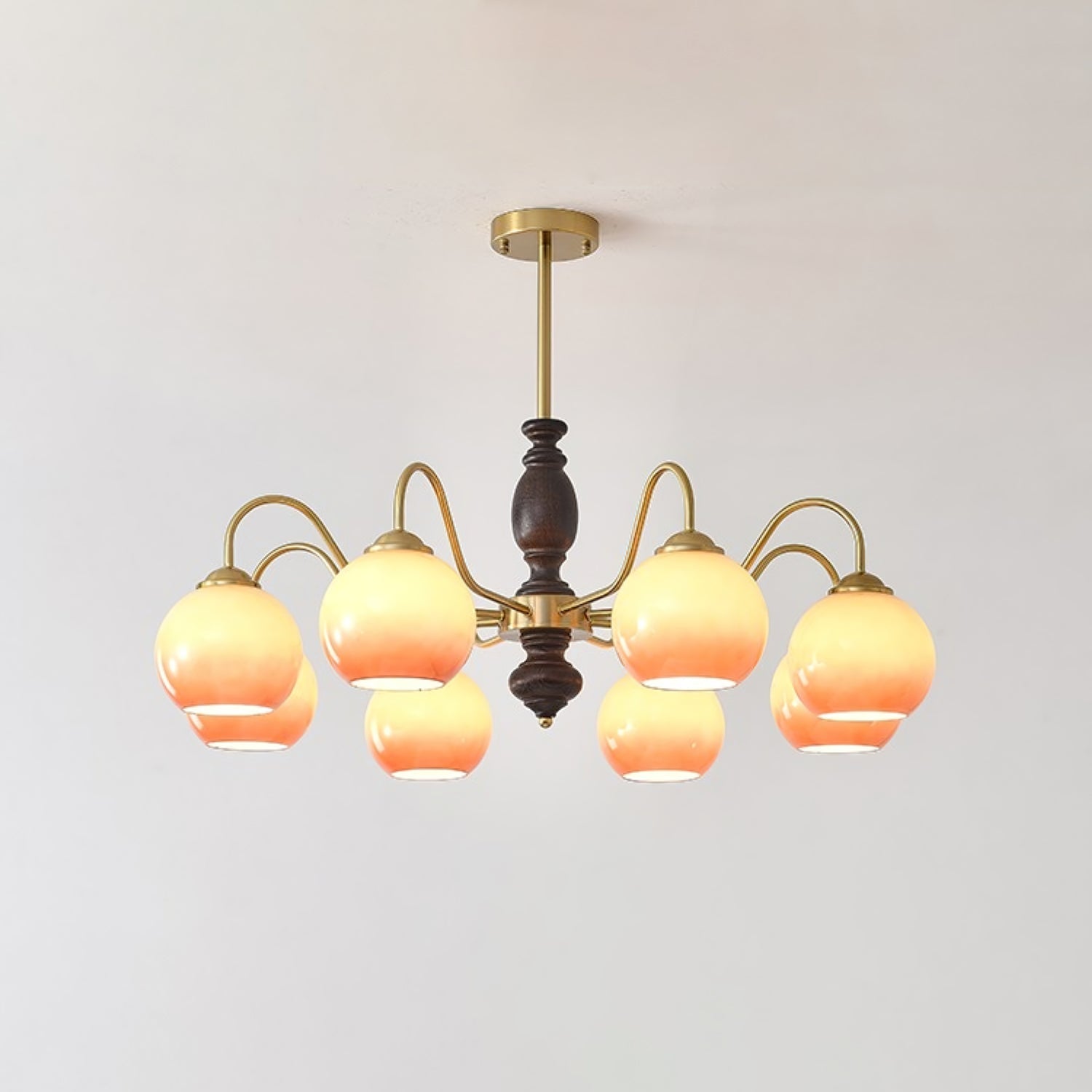 Aurora Chandelier Caramel Orb Curved Arm - Blowlighting