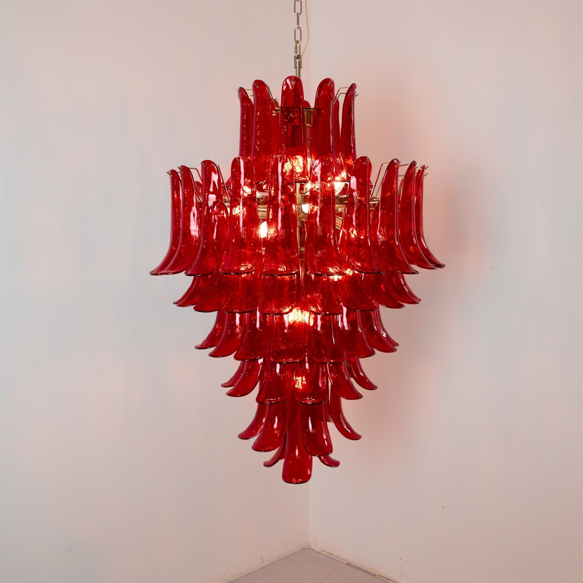 Zinc Lustre en Verre et Métal Postmoderne de Luxe en Forme de Pétale - Neutralighting