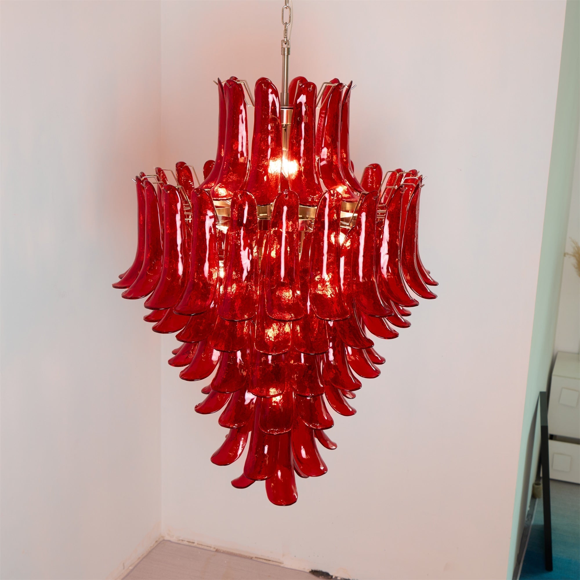 Zinc Lustre en Verre et Métal Postmoderne de Luxe en Forme de Pétale - Neutralighting