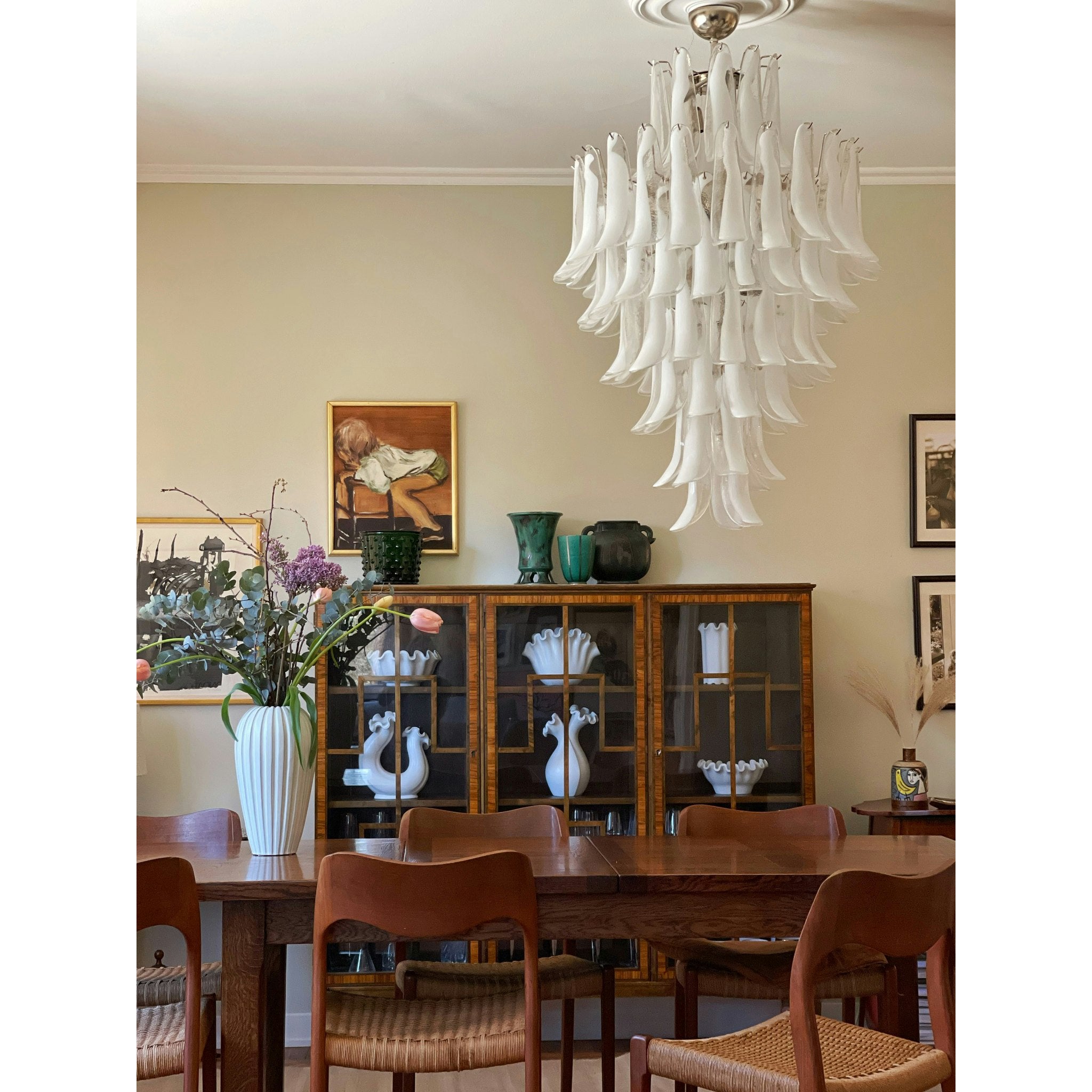 Zinc Lustre en Verre et Métal Postmoderne de Luxe en Forme de Pétale - Neutralighting