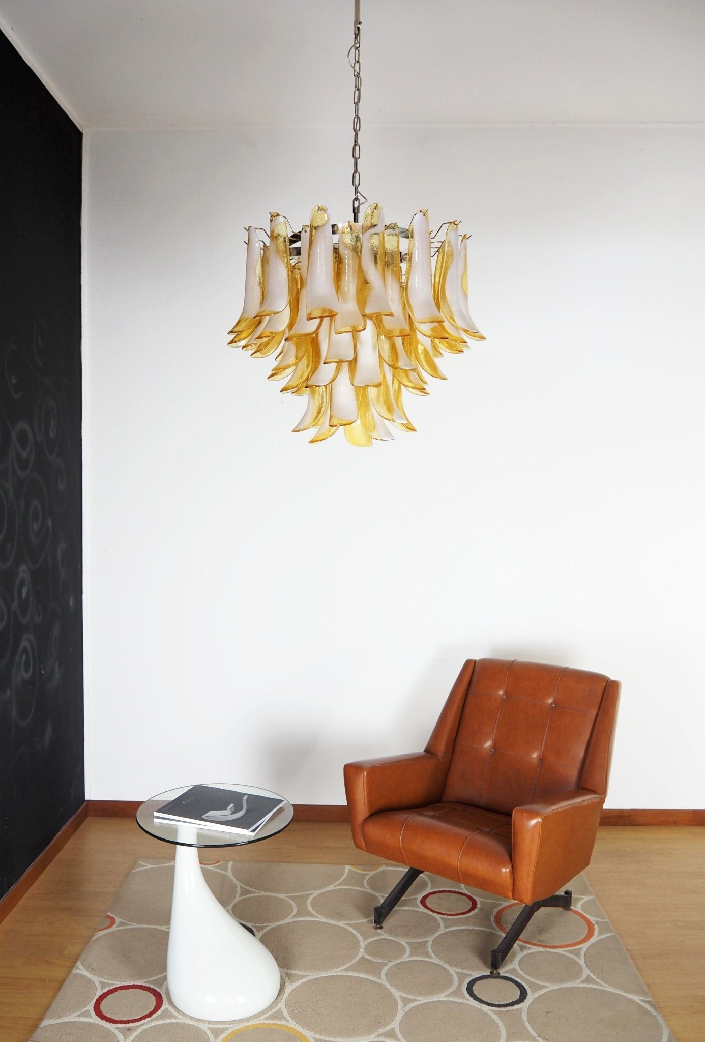 Aurora Chandelier Amber Murano Glass Petals Layered - Letslighting