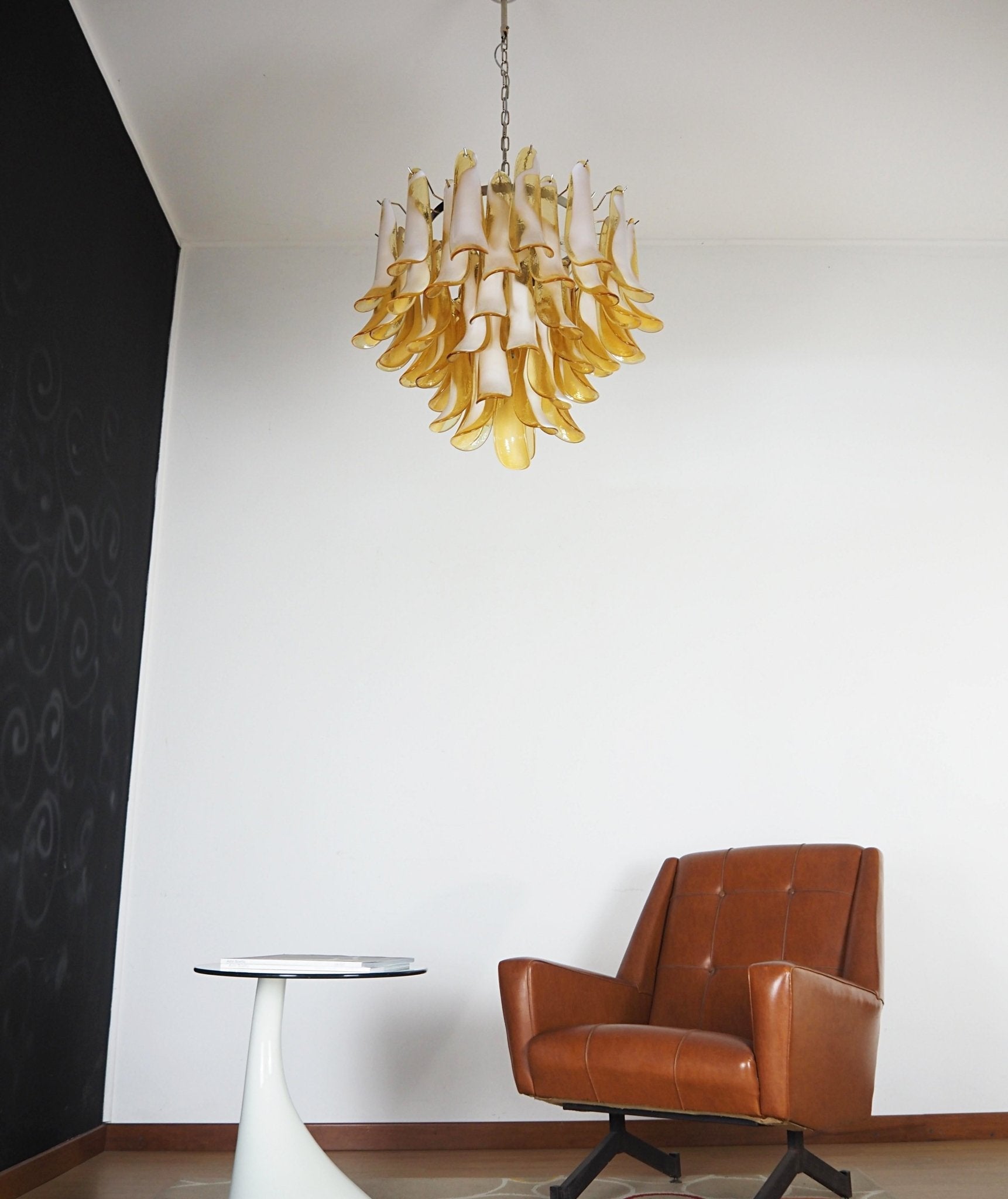 Aurora Chandelier Amber Murano Glass Petals Layered - Letslighting