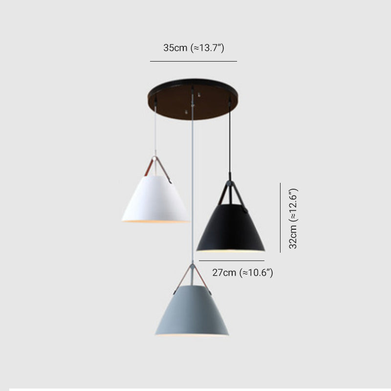 Arisha Suspension Conique Moderne, Métal, Nior/Blanc/Gris, Salon - Neutralighting