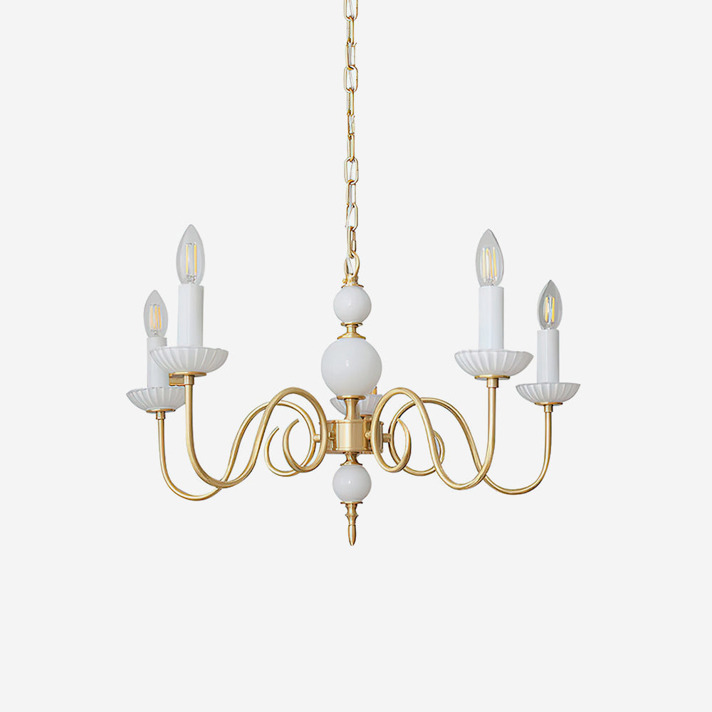 Carlita Lustre Bras Courbés en Or avec Bougies - Neutralighting