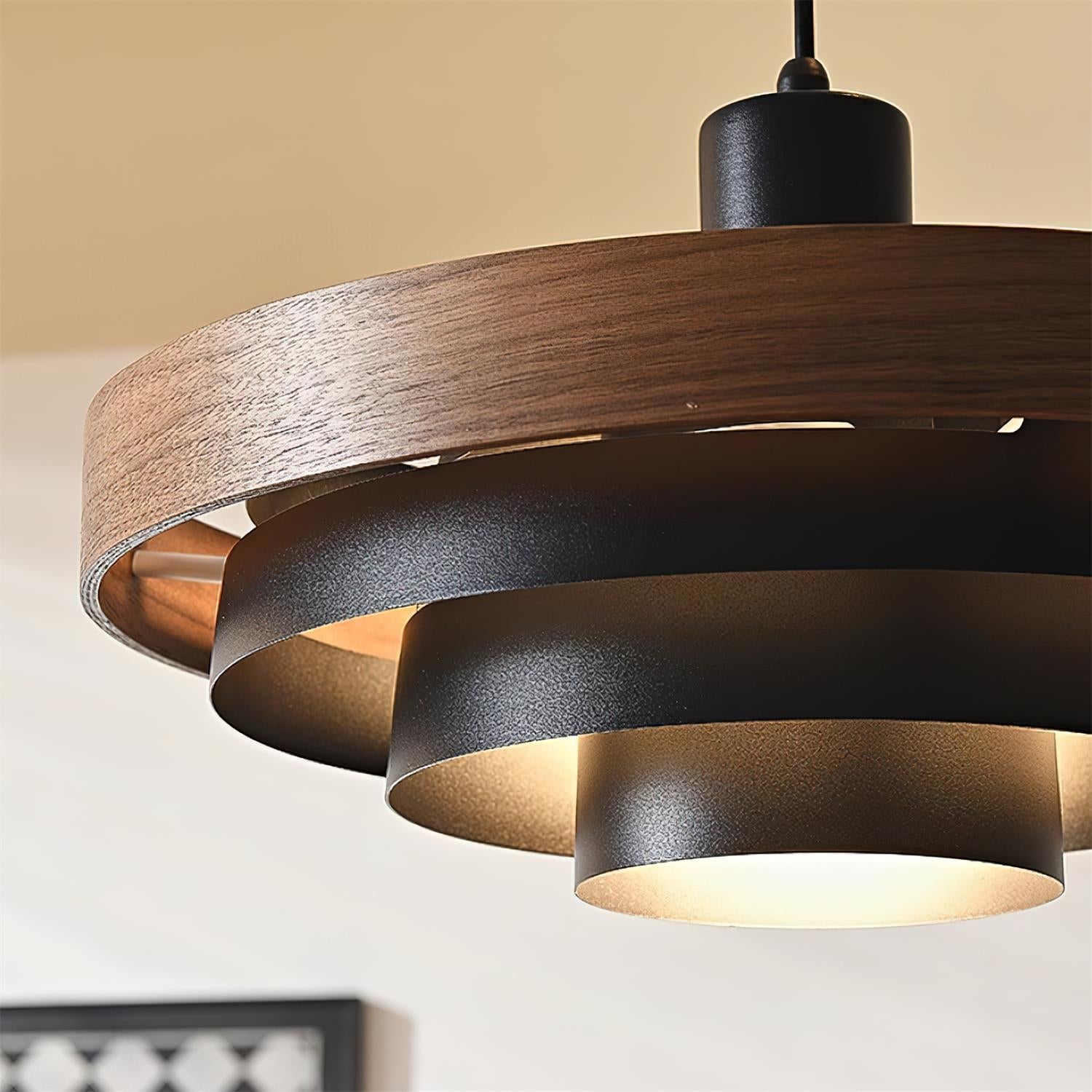 Flare Lampe Pendante Moderne Abat-jour Bois Superposé - Neutralighting