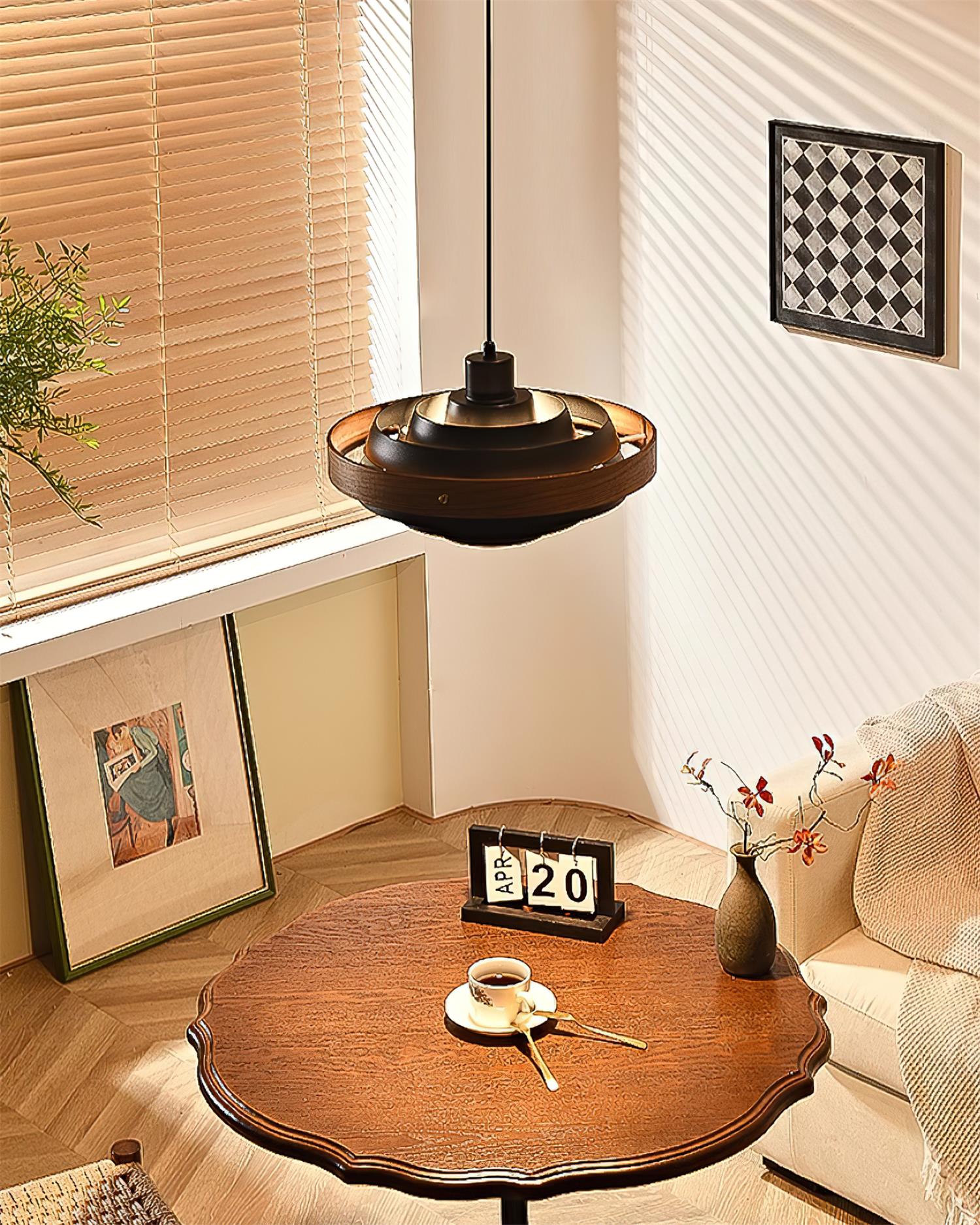 Flare Lampe Pendante Moderne Abat-jour Bois Superposé - Neutralighting
