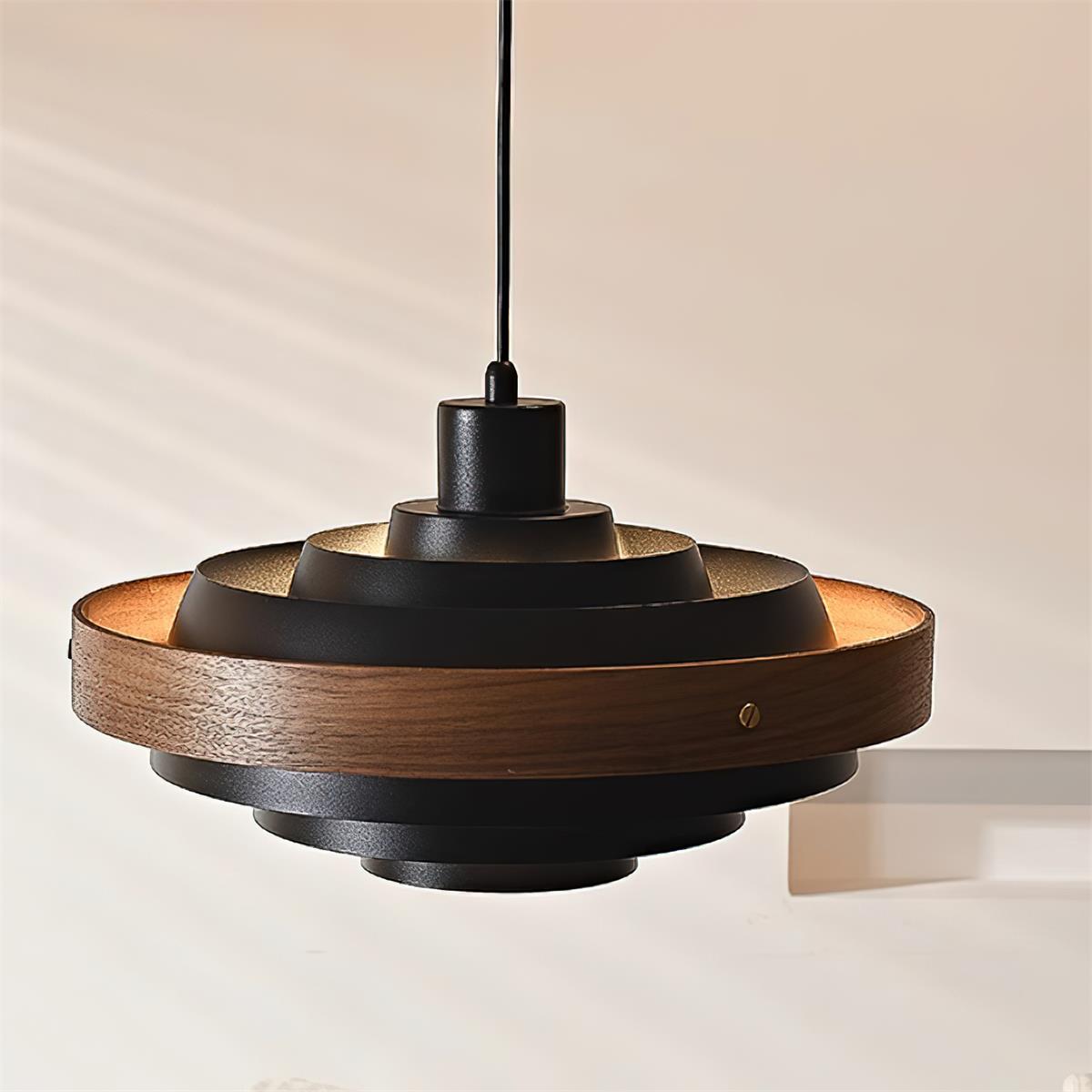 Flare Lampe Pendante Moderne Abat-jour Bois Superposé - Neutralighting