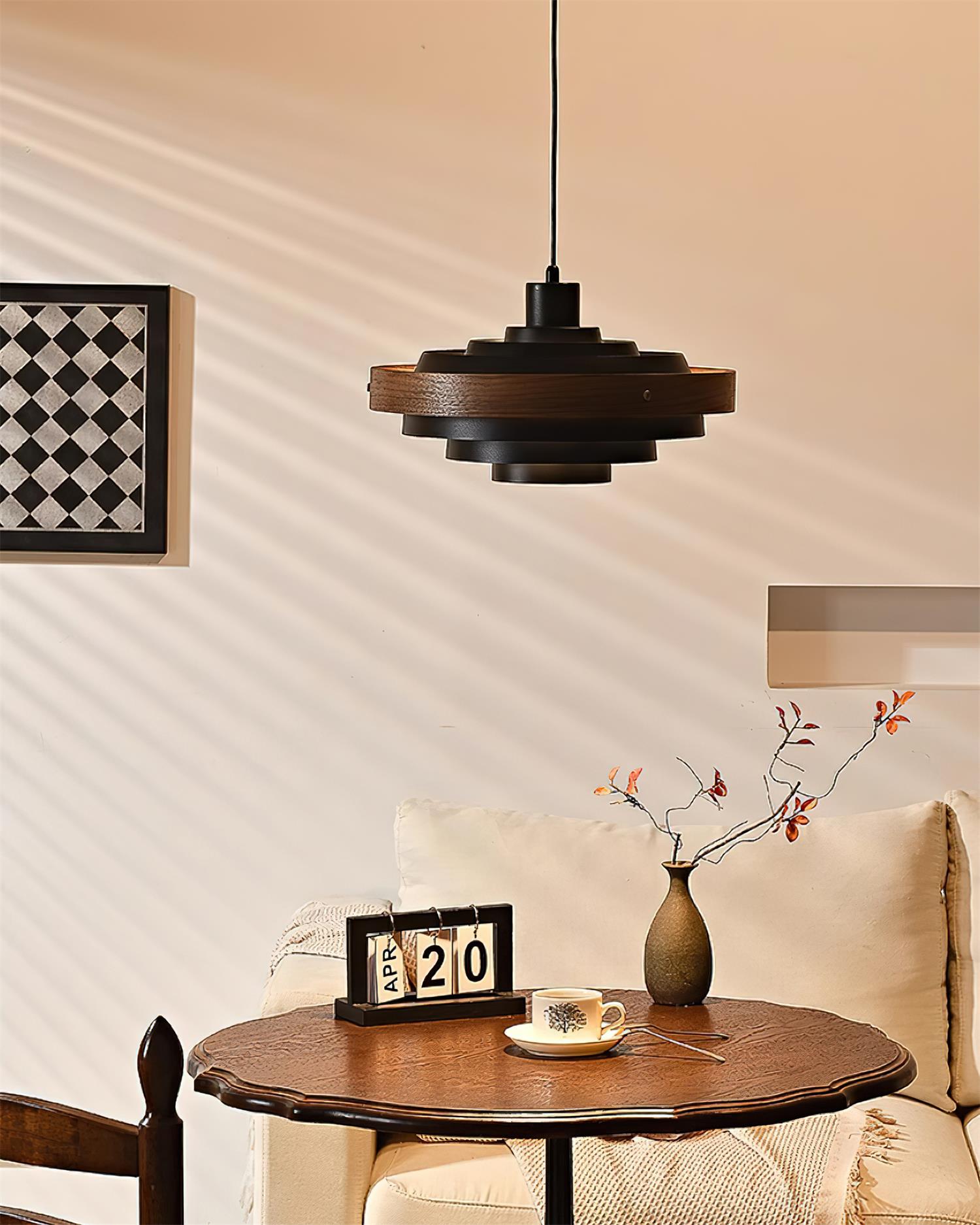 Flare Lampe Pendante Moderne Abat-jour Bois Superposé - Neutralighting