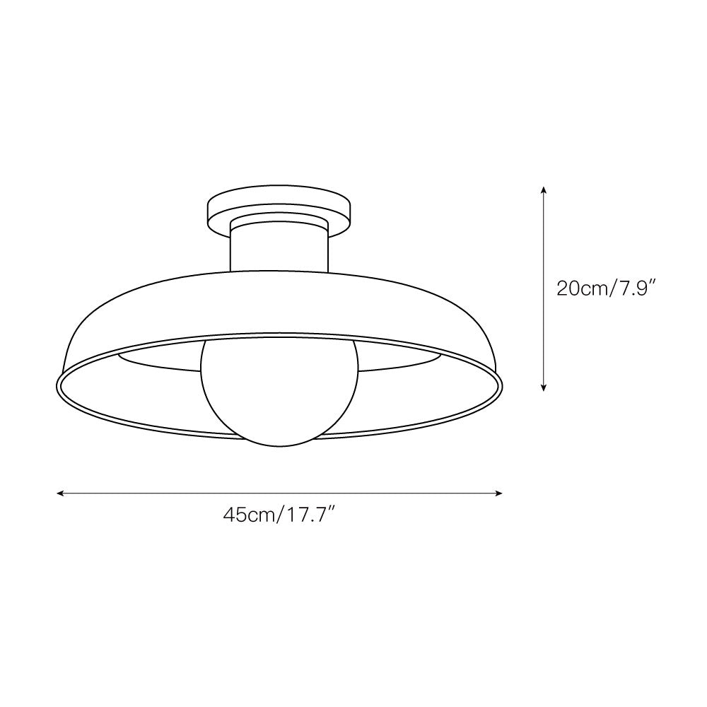 Quasar Modern Minimalist Metal Glass Semi Flush Ceiling Lamp - Lamp Copper