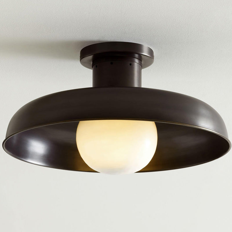 Quasar Modern Minimalist Metal Glass Semi Flush Ceiling Lamp - Lamp Copper