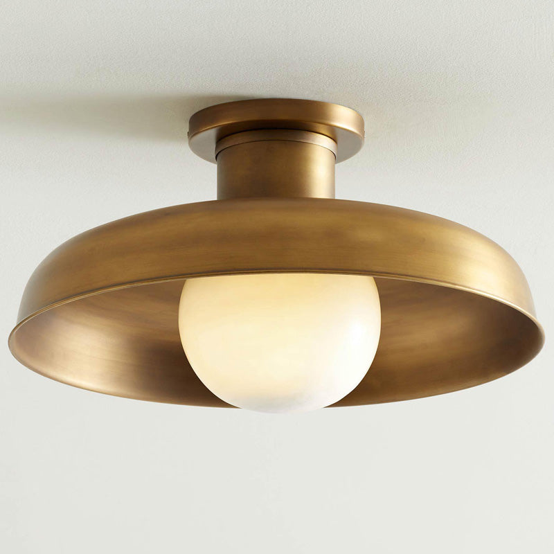 Quasar Modern Minimalist Metal Glass Semi Flush Ceiling Lamp - Lamp Copper