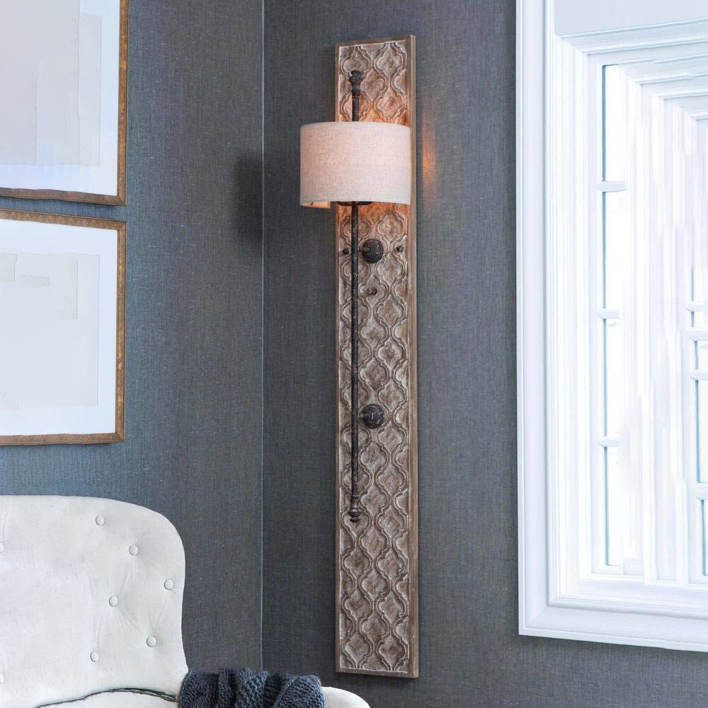 Echo Panel Creativity Wooden Fabric Sconce Wall Lamp - Lamp Copper
