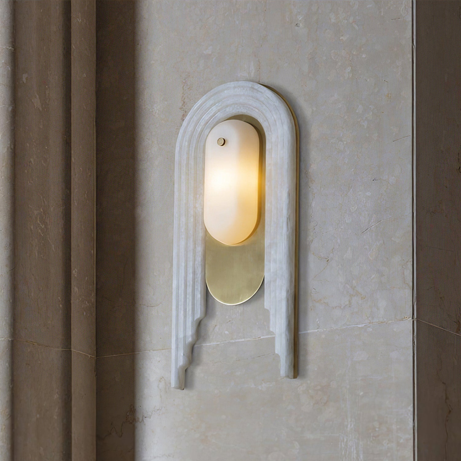 Sytalion Applique Murale Élégante en Albâtre en Arc - Neutralighting