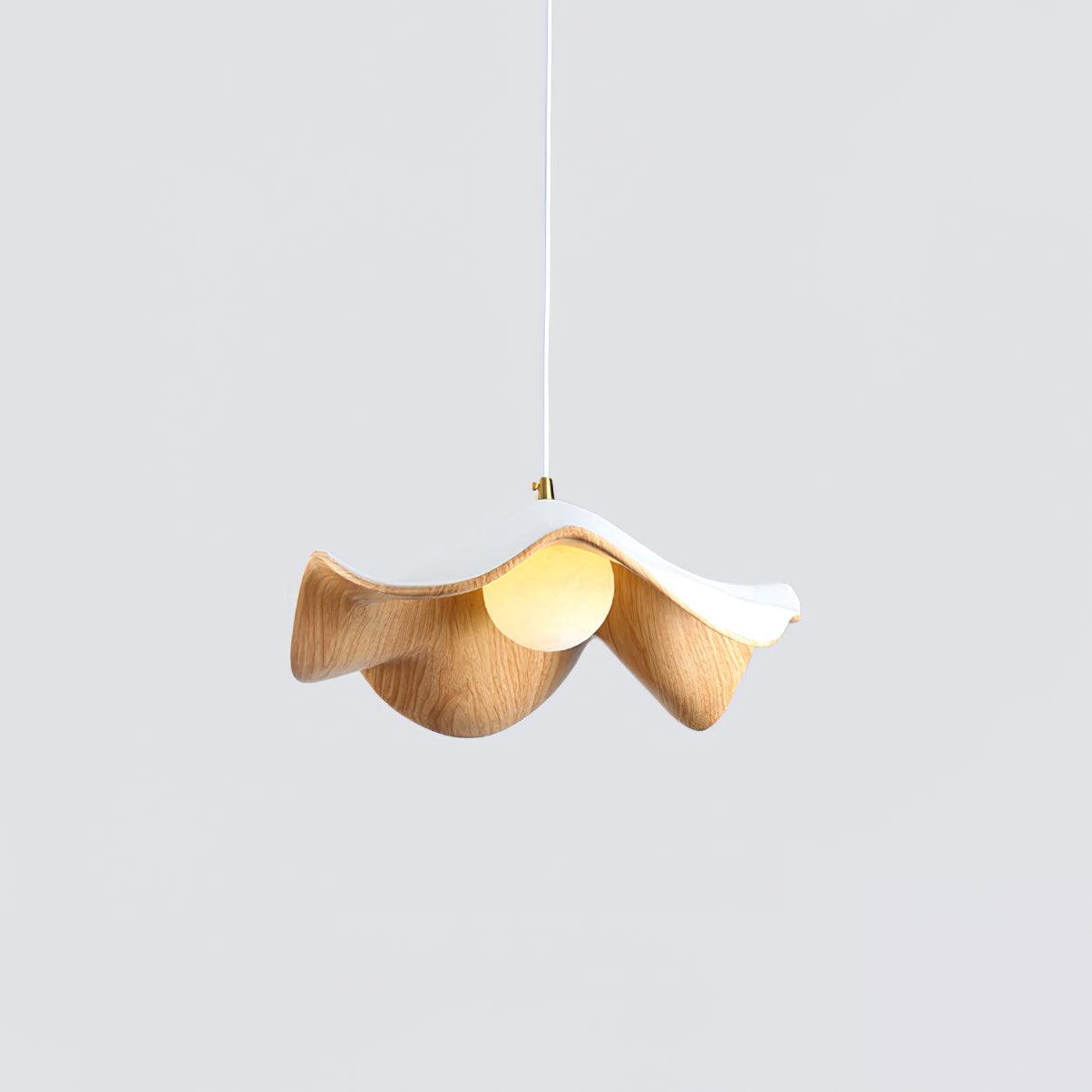 Brioce Suspension avec abat-jour en résine blanc et noyer pour salon et salle à manger - Neutralighting