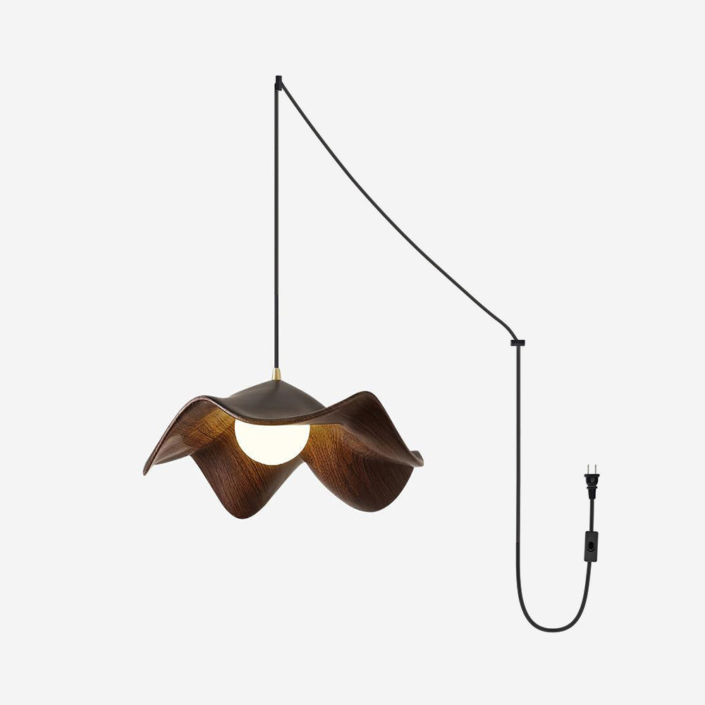 Brioce Suspension avec abat-jour en résine blanc et noyer pour salon et salle à manger - Neutralighting
