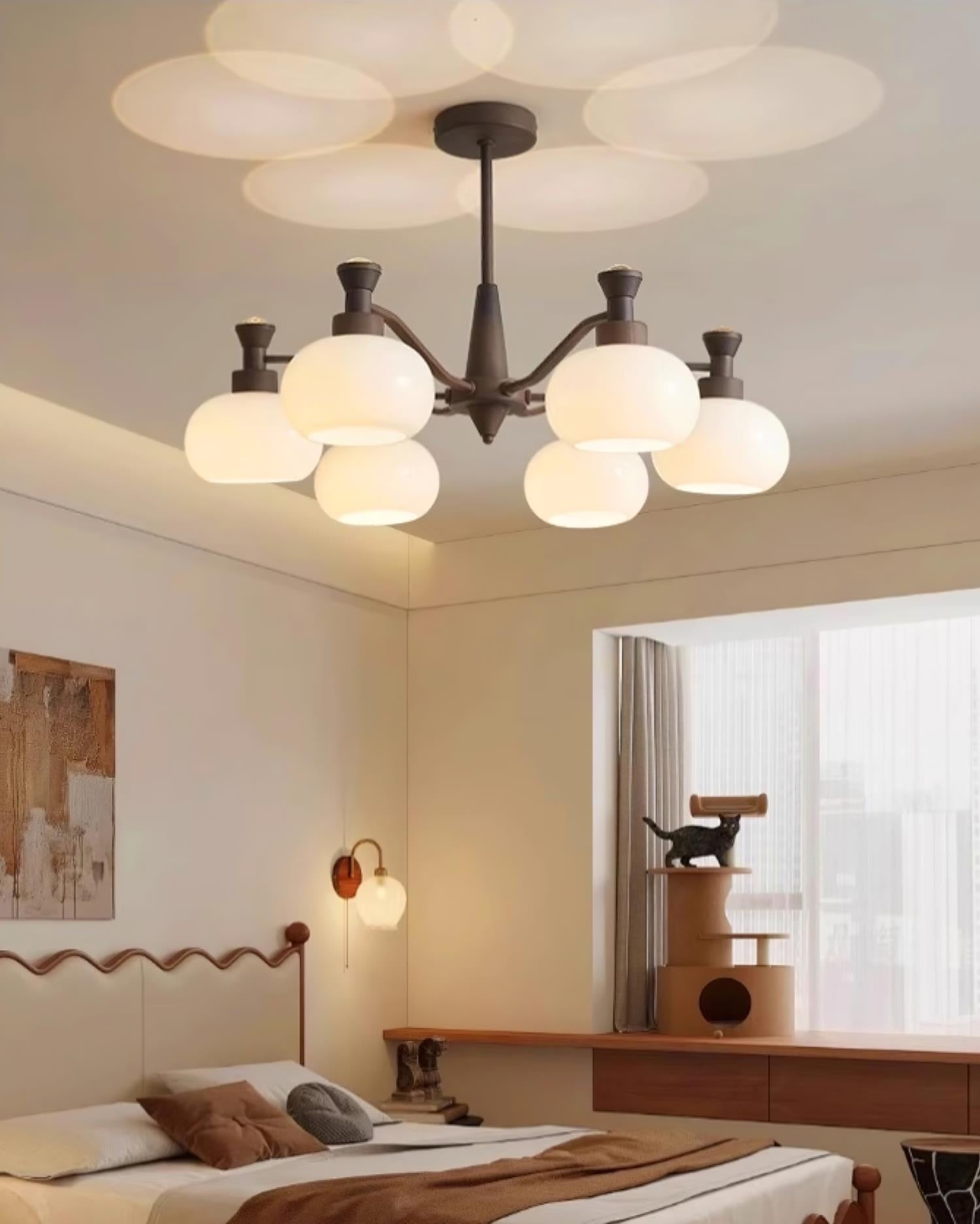 Cassia Lustre Globe en Verre Opale Bras - Neutralighting