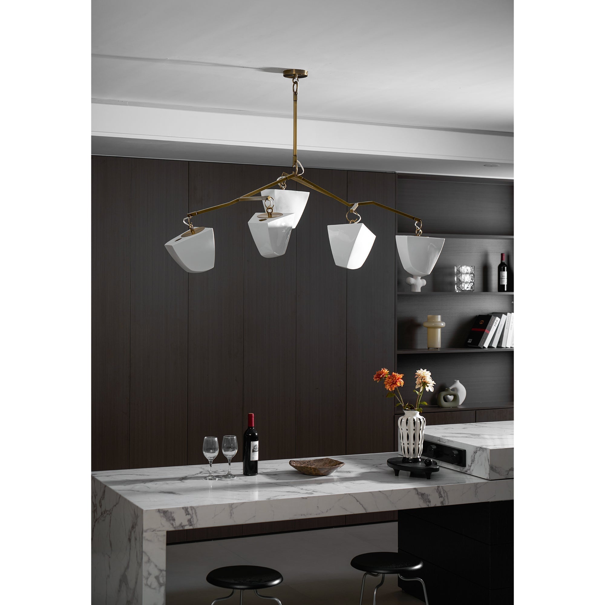 Iris Lustre en Laiton et Céramique à Créativité Individuelle Mobile - Neutralighting