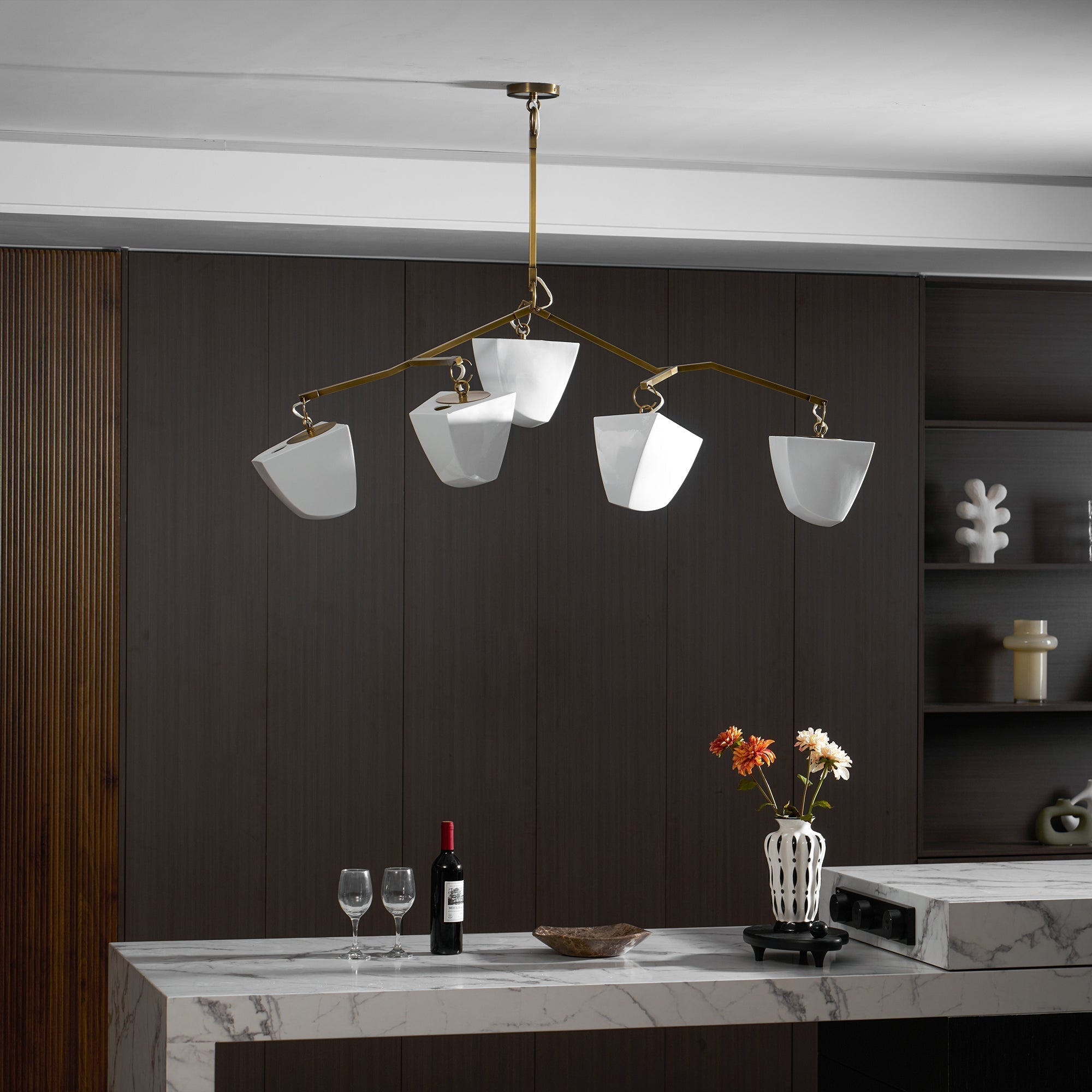 Iris Lustre en Laiton et Céramique à Créativité Individuelle Mobile - Neutralighting