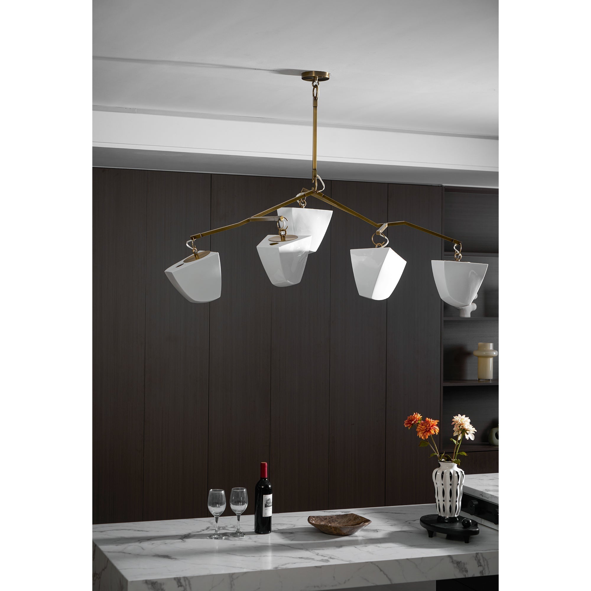 Iris Lustre en Laiton et Céramique à Créativité Individuelle Mobile - Neutralighting