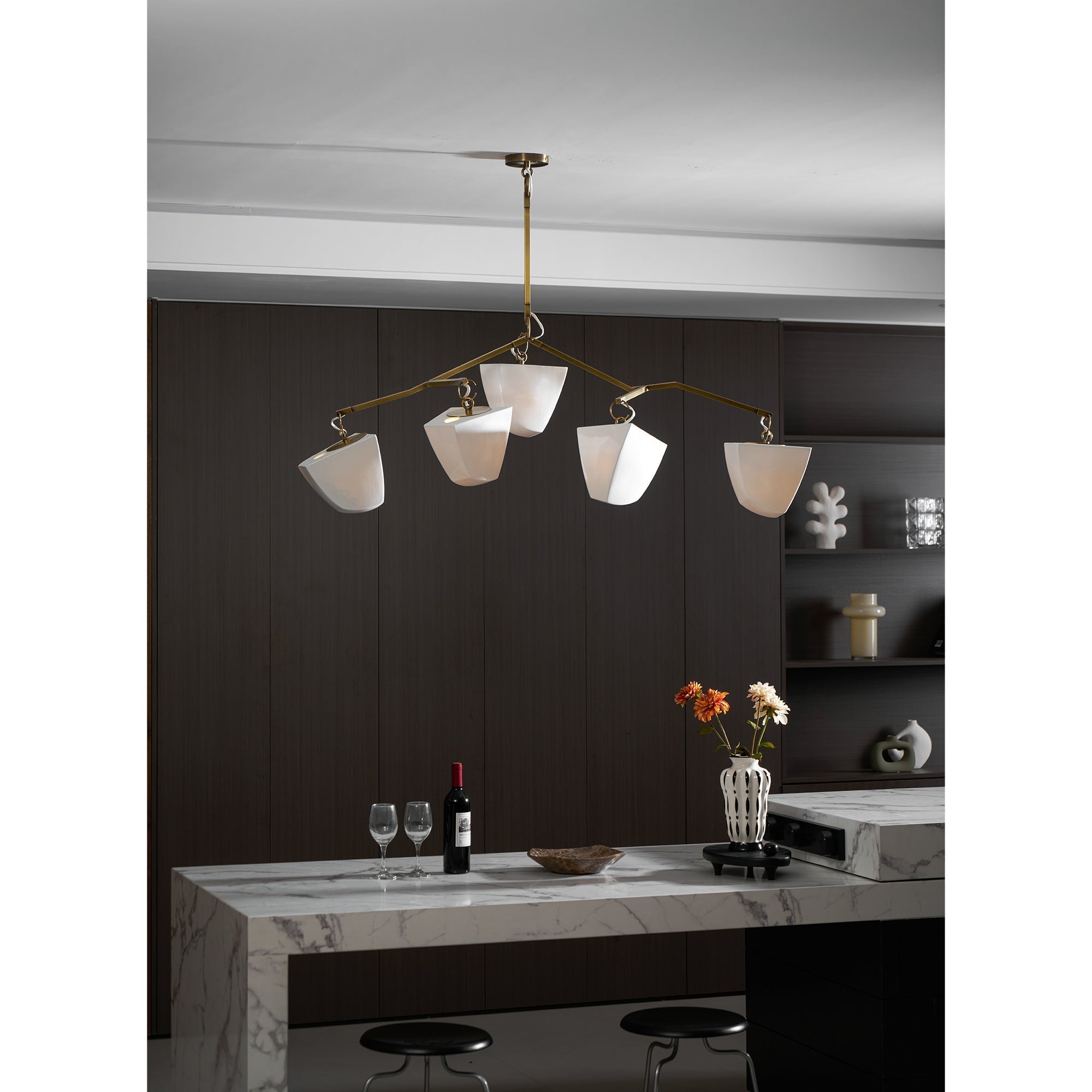 Iris Lustre en Laiton et Céramique à Créativité Individuelle Mobile - Neutralighting