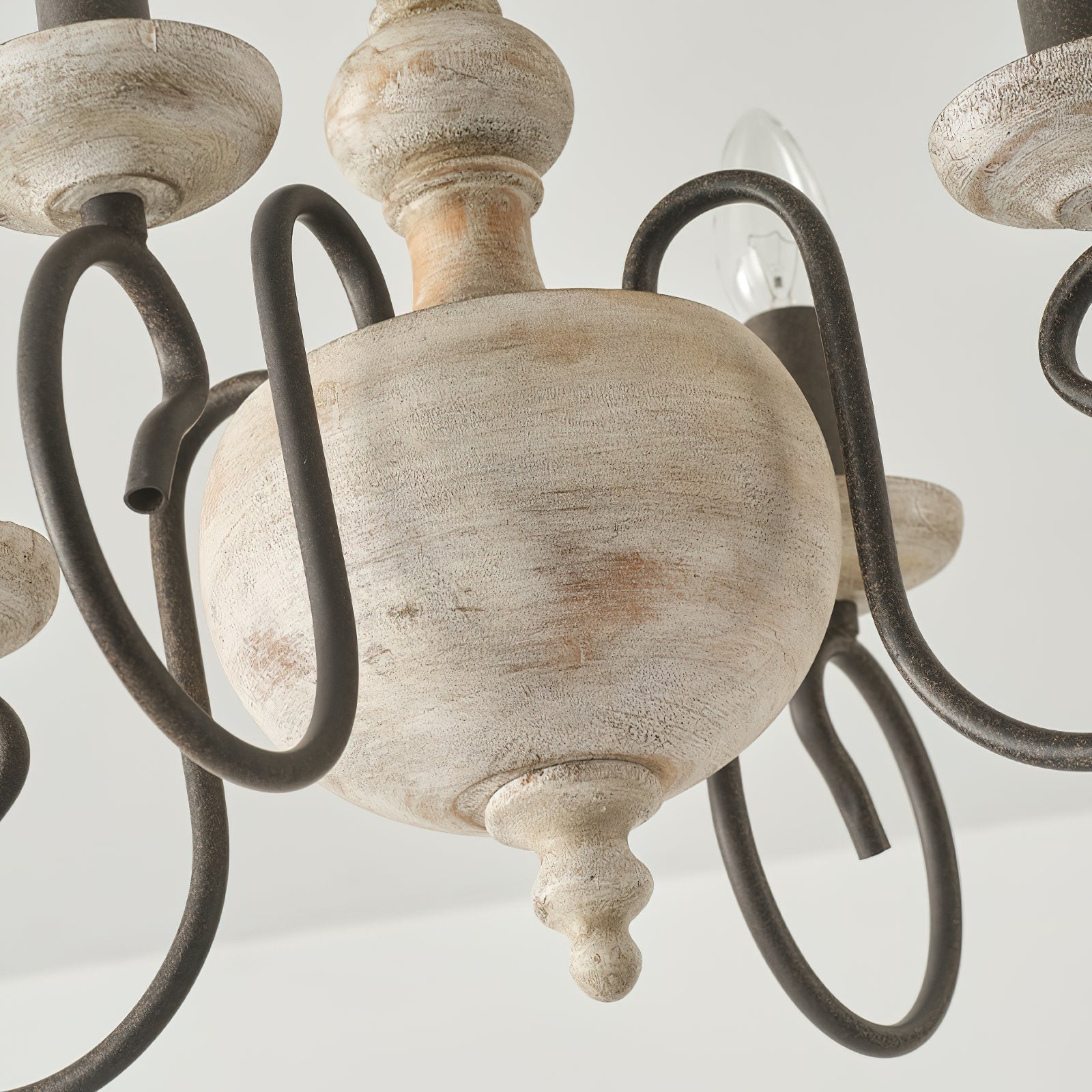 Myst Vintage Traditional Wooden Metal Semi Flush Ceiling Light - Lamp Copper