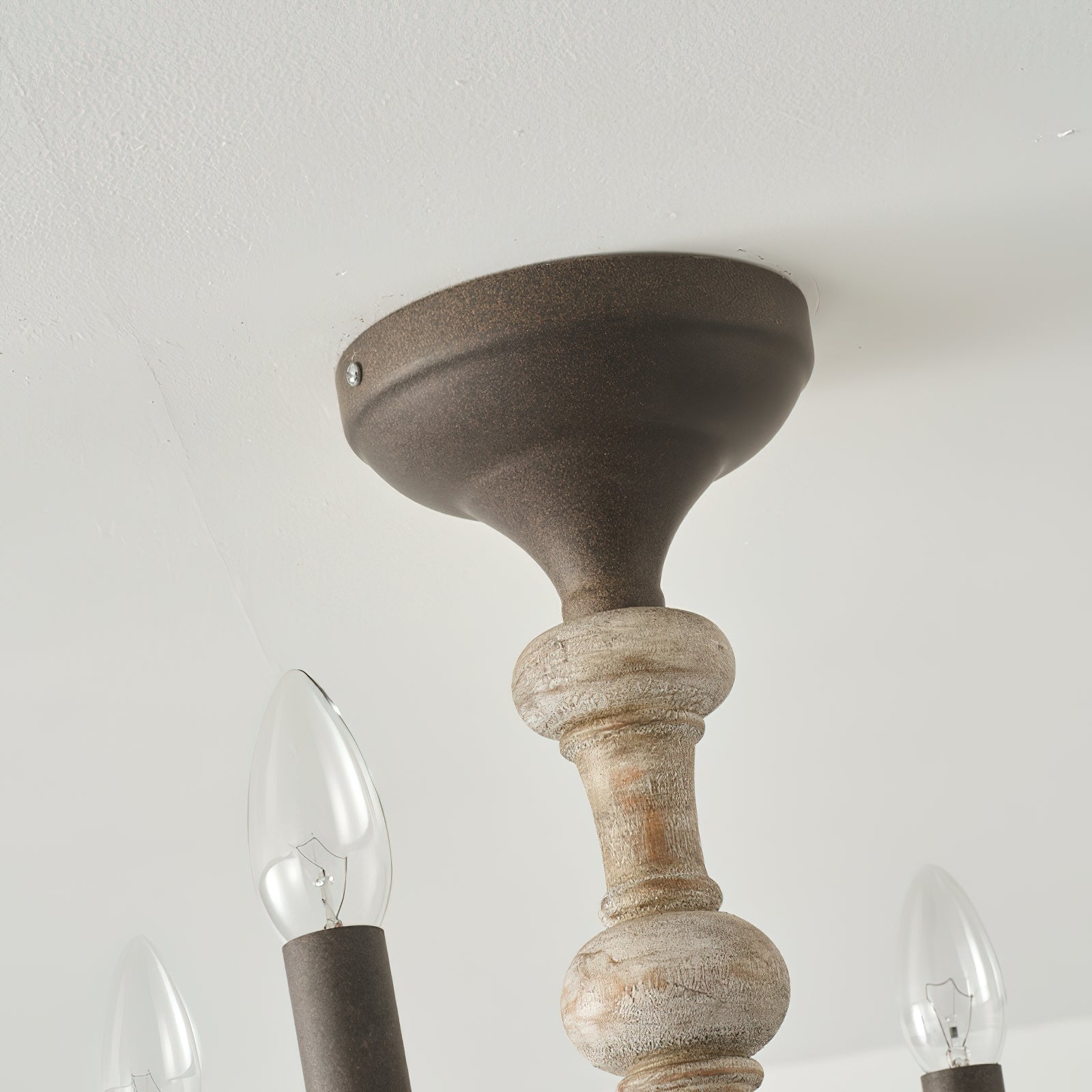 Myst Vintage Traditional Wooden Metal Semi Flush Ceiling Light - Lamp Copper