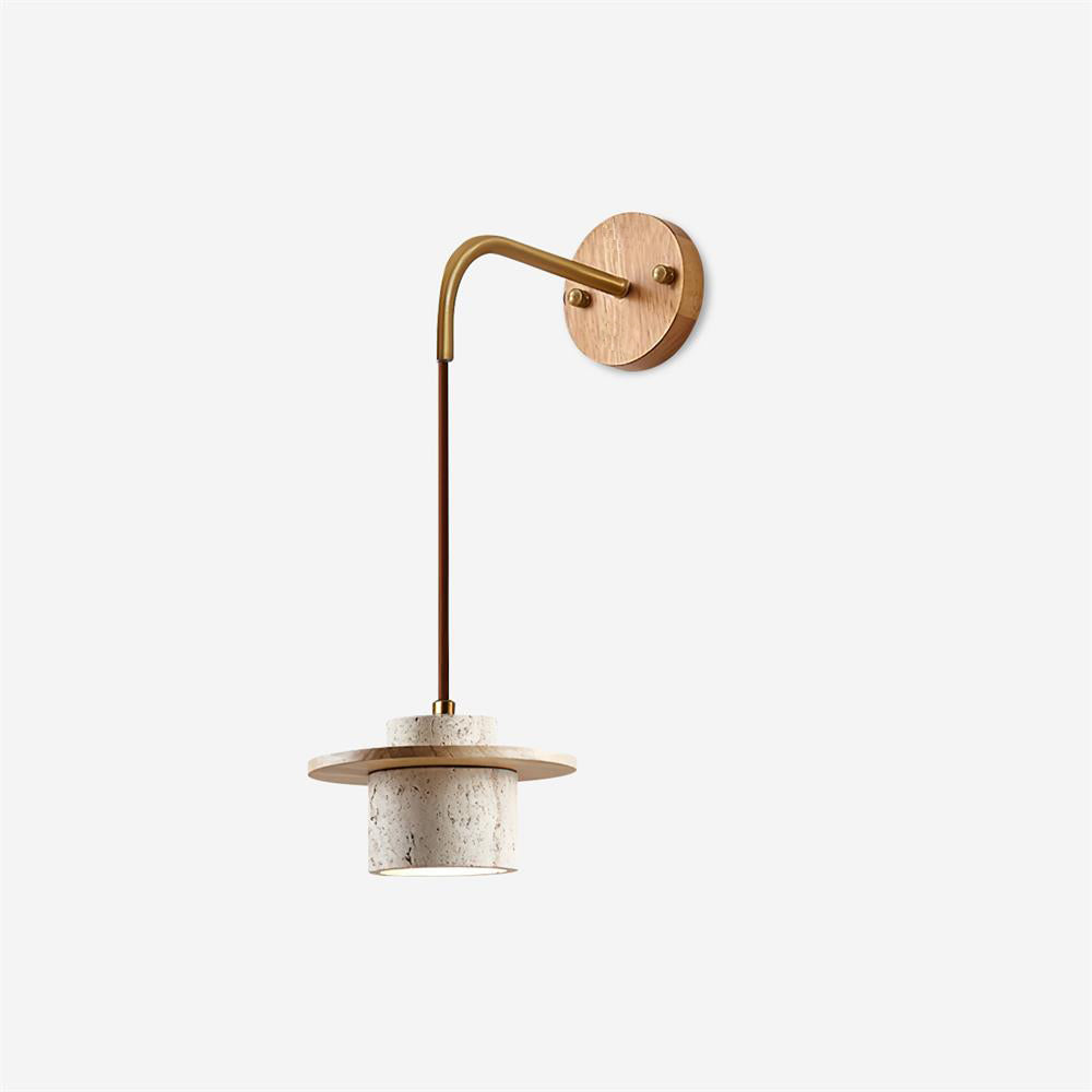 Wall Lamp Travertine Cylinder Walnut Wood Scandinavian - Letslighting