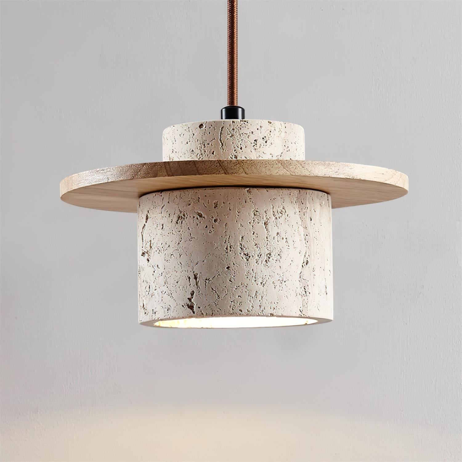 Wall Lamp Travertine Cylinder Walnut Wood Scandinavian - Letslighting