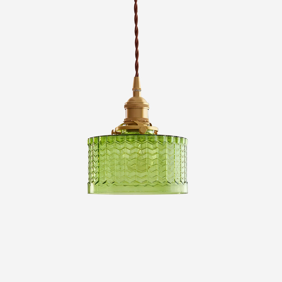 Cavella Suspension Lampe en Verre Texturé Vert Vintage - Neutralighting