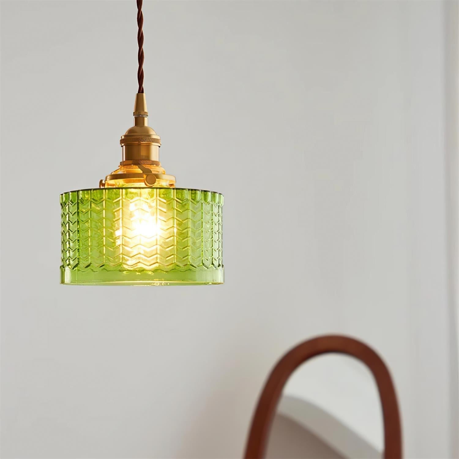 Cavella Suspension Lampe en Verre Texturé Vert Vintage - Neutralighting