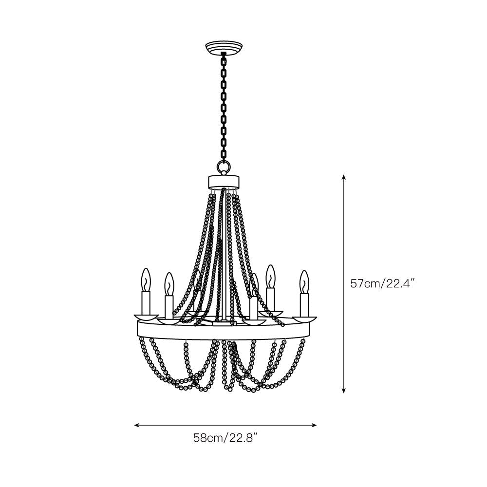 Rise Vintage Traditional Wooden Metal Chandelier - Lamp Copper