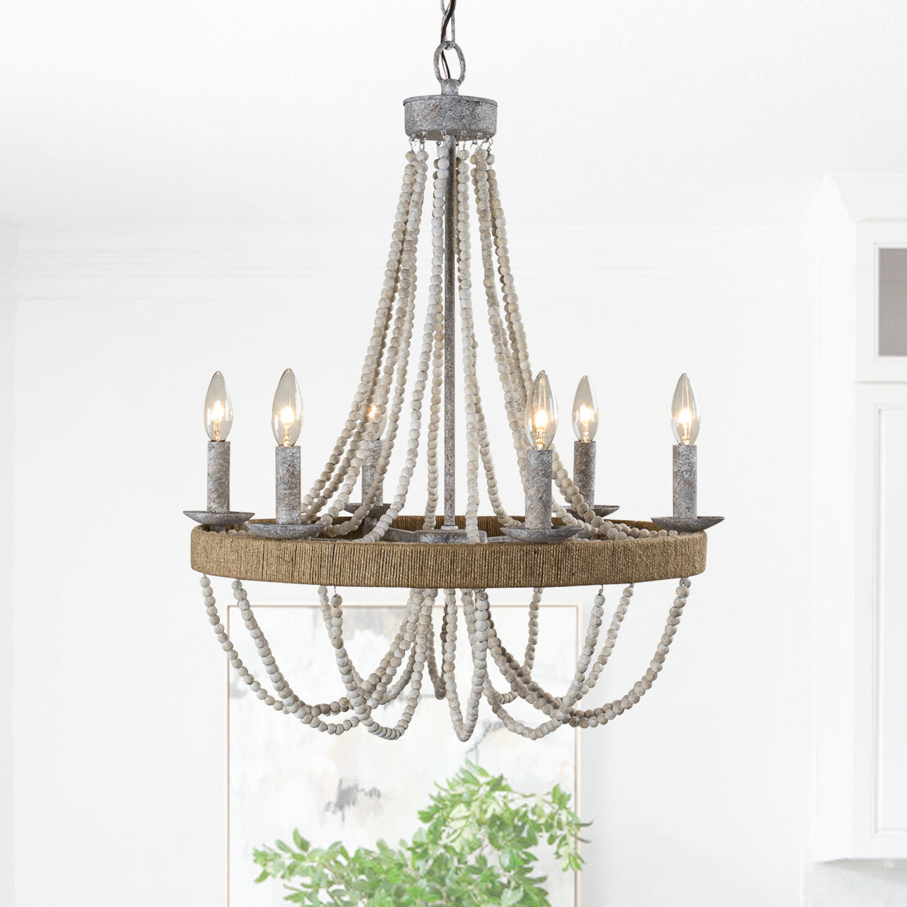 Rise Vintage Traditional Wooden Metal Chandelier - Lamp Copper