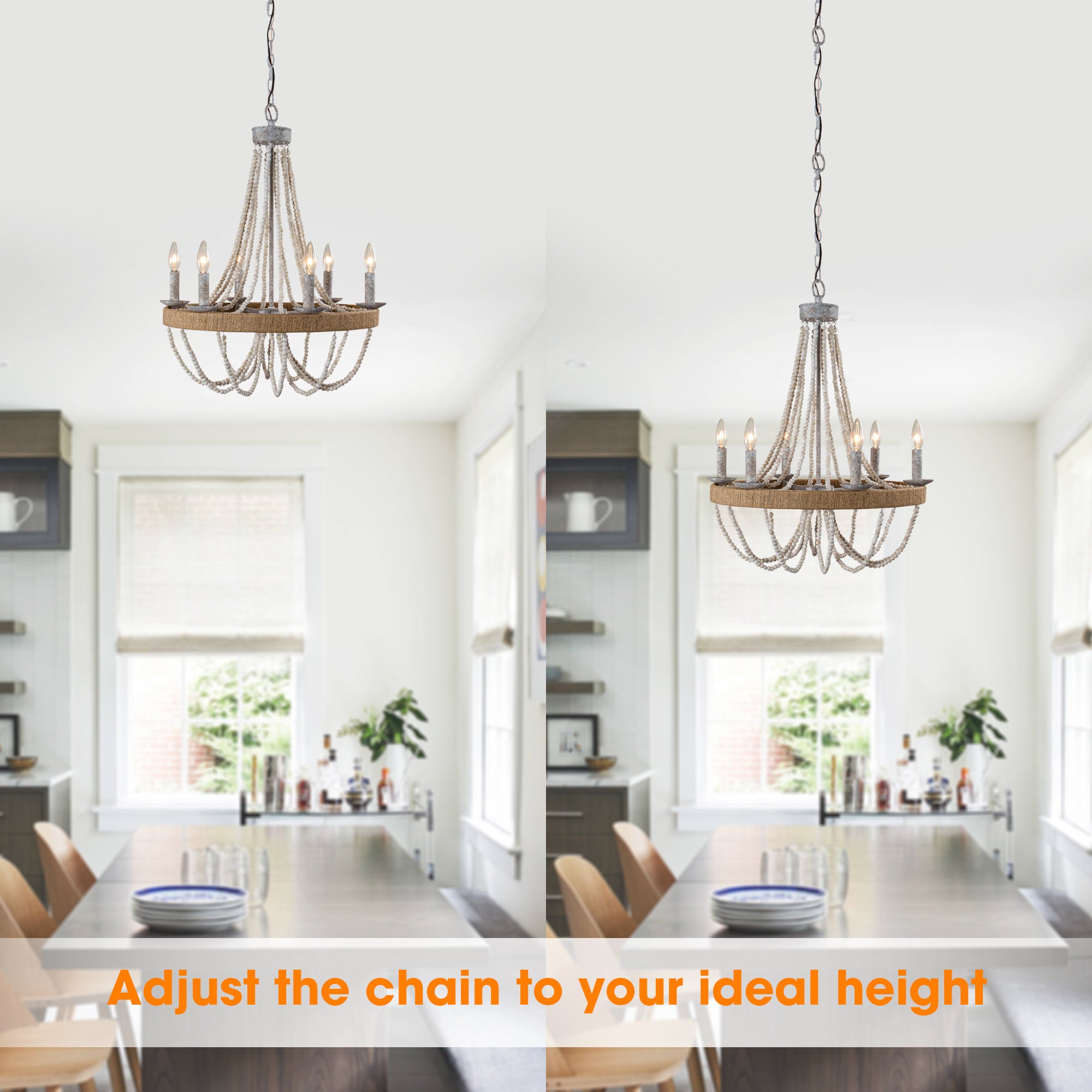 Rise Vintage Traditional Wooden Metal Chandelier - Lamp Copper