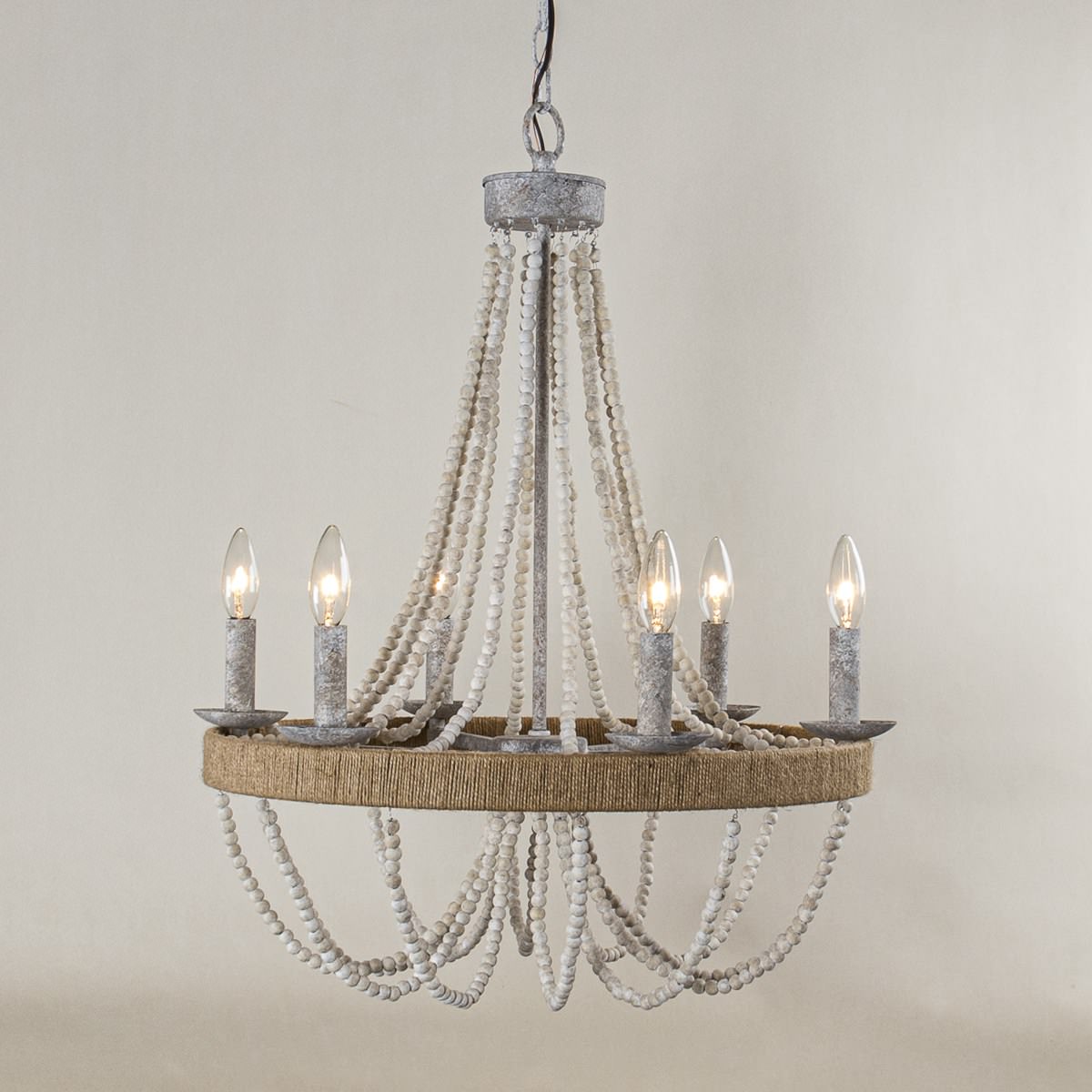 Rise Vintage Traditional Wooden Metal Chandelier - Lamp Copper