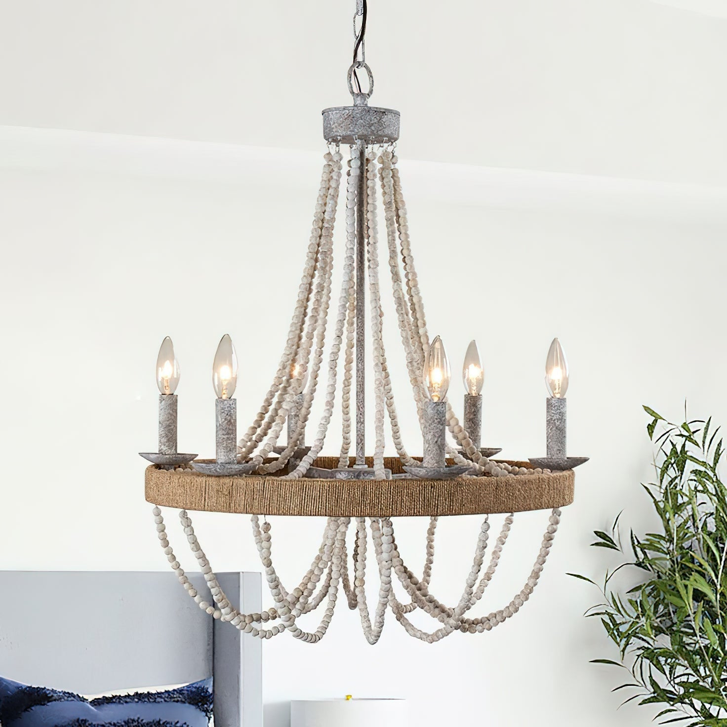 Rise Vintage Traditional Wooden Metal Chandelier - Lamp Copper