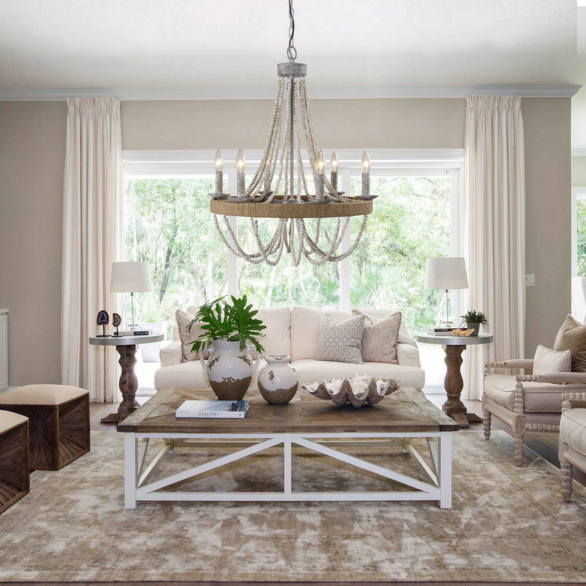 Rise Vintage Traditional Wooden Metal Chandelier - Lamp Copper