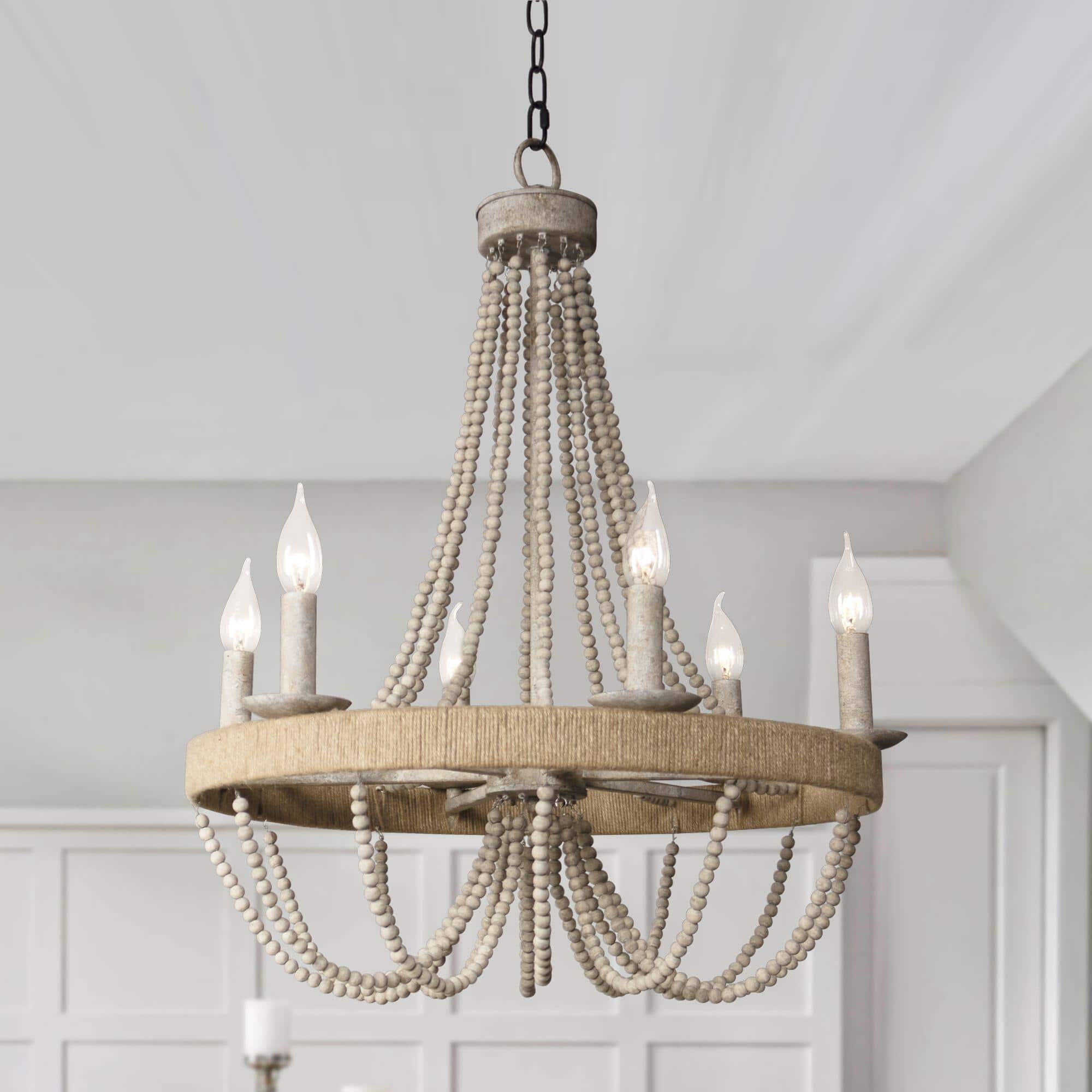 Rise Vintage Traditional Wooden Metal Chandelier - Lamp Copper
