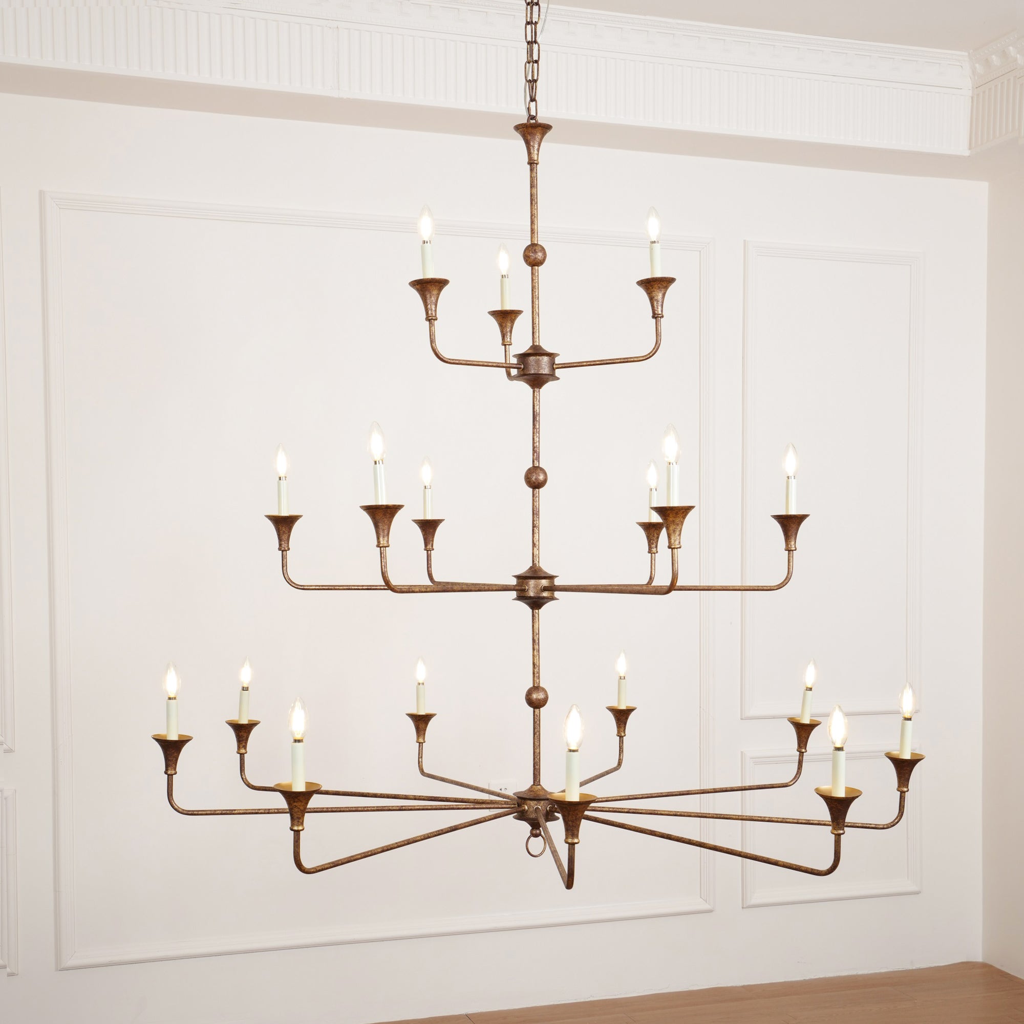 Wisp Grand Lustre en Métal de Bronze Industriel Vintage - Neutralighting