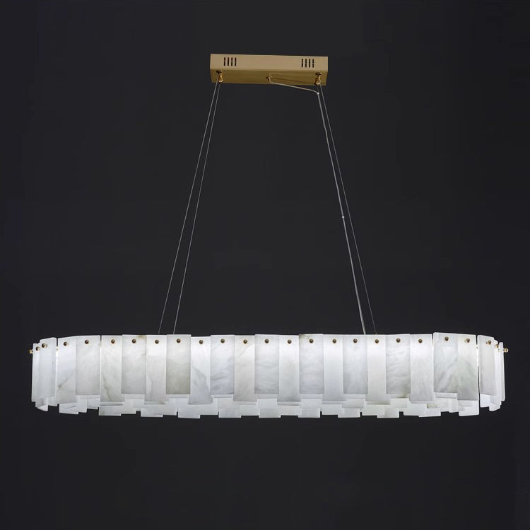 Aero Postmodern Luxury Round Brass Alabaster Chandelier - Lamp Copper