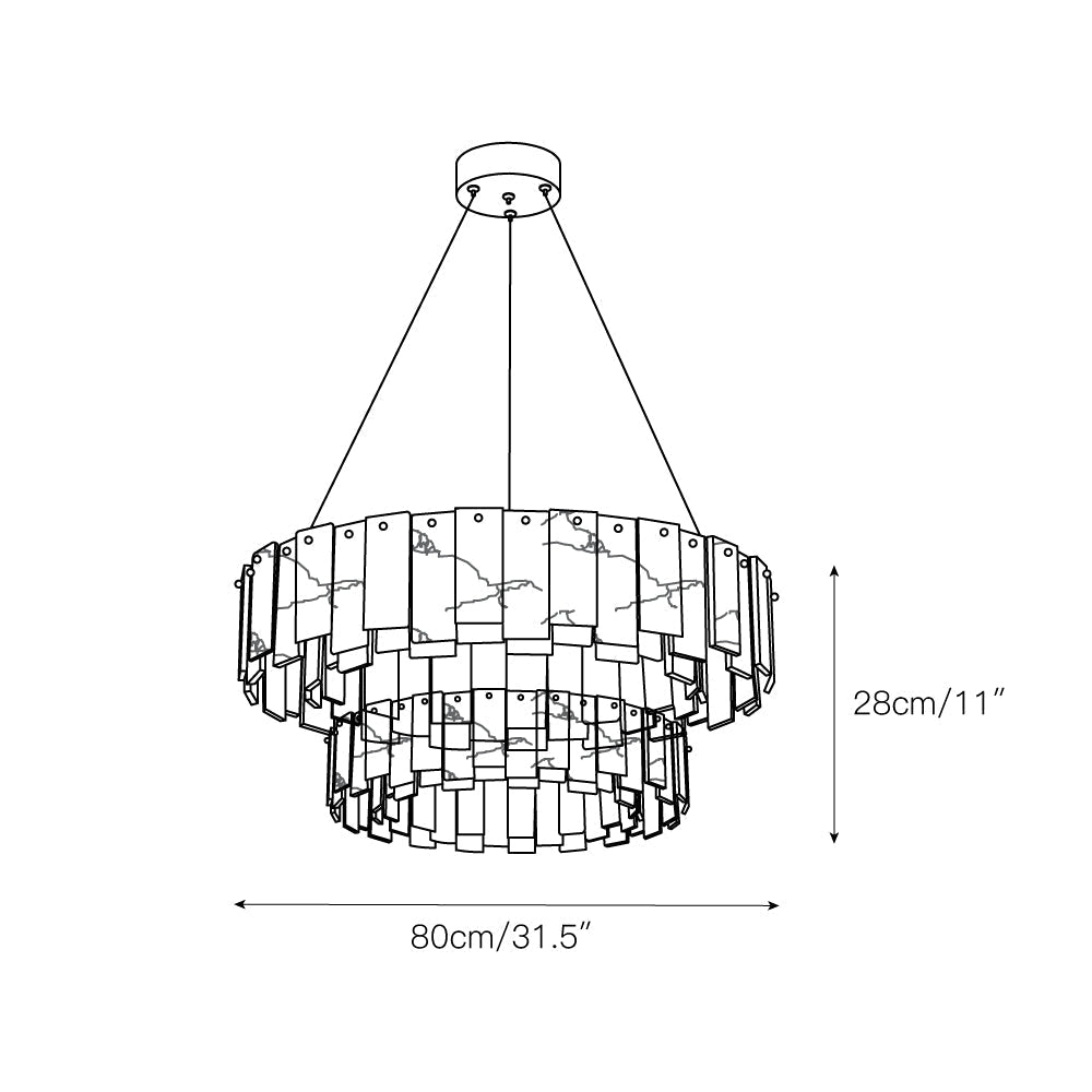 Aero Postmodern Luxury Round Brass Alabaster Chandelier - Lamp Copper