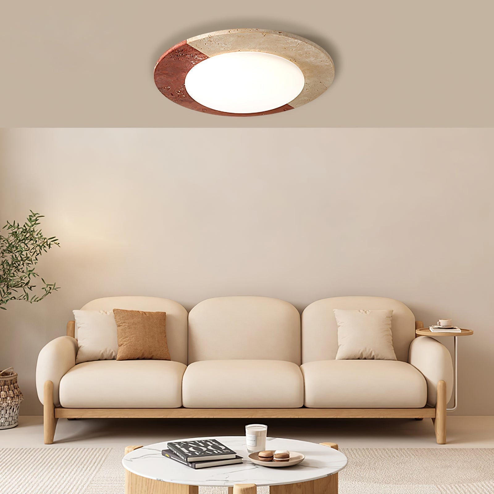 Zeraeos Plafonnier Minimaliste en Travertin - Neutralighting