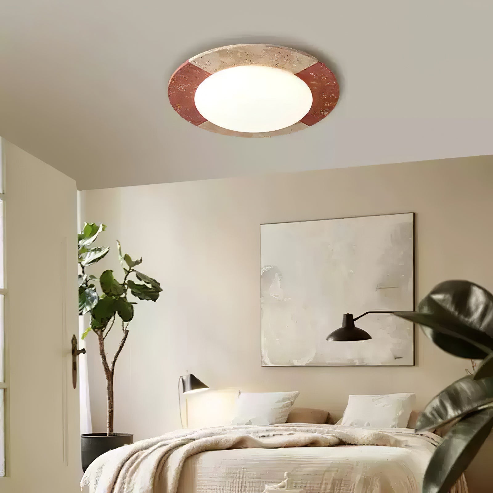 Zeraeos Plafonnier Minimaliste en Travertin - Neutralighting