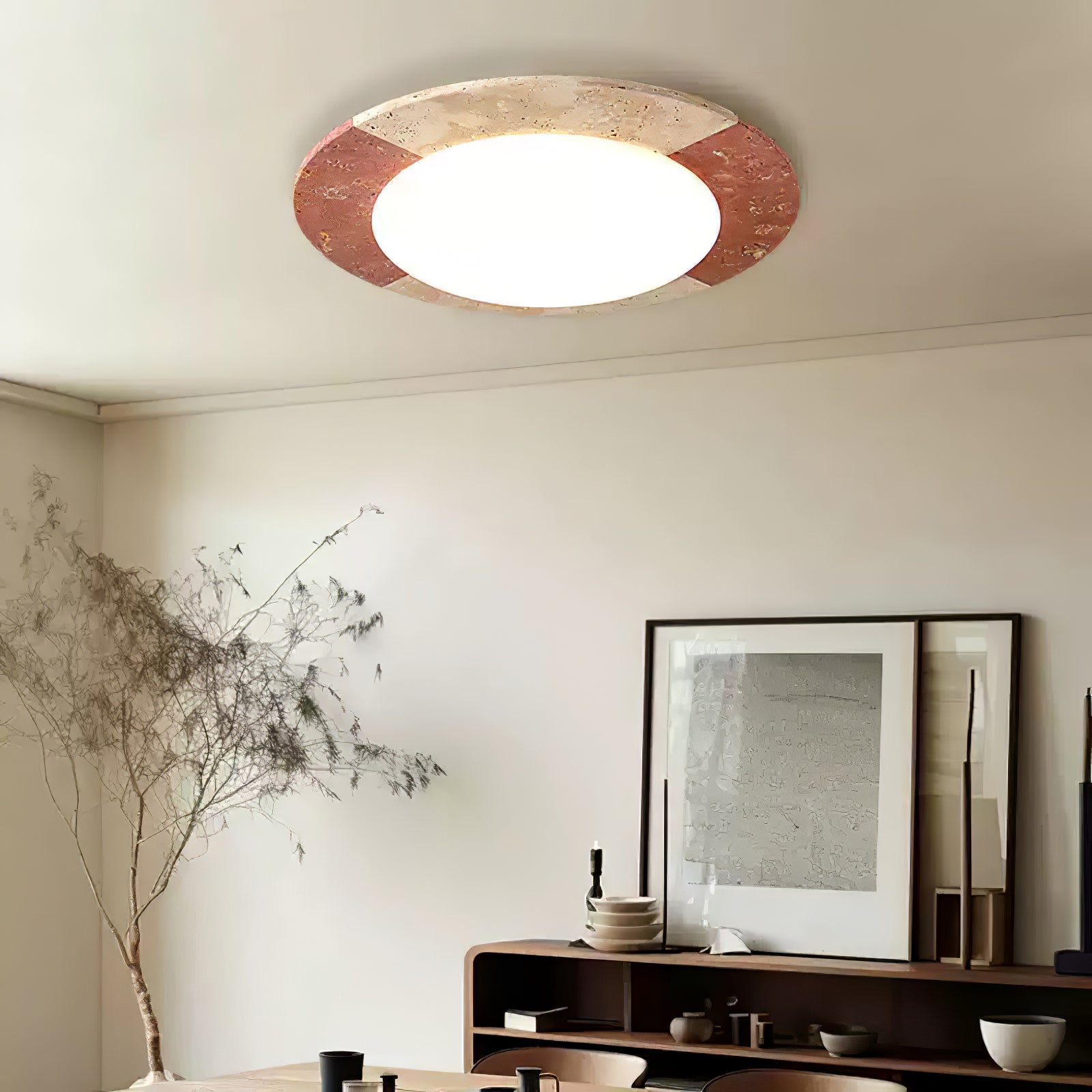 Zeraeos Plafonnier Minimaliste en Travertin - Neutralighting