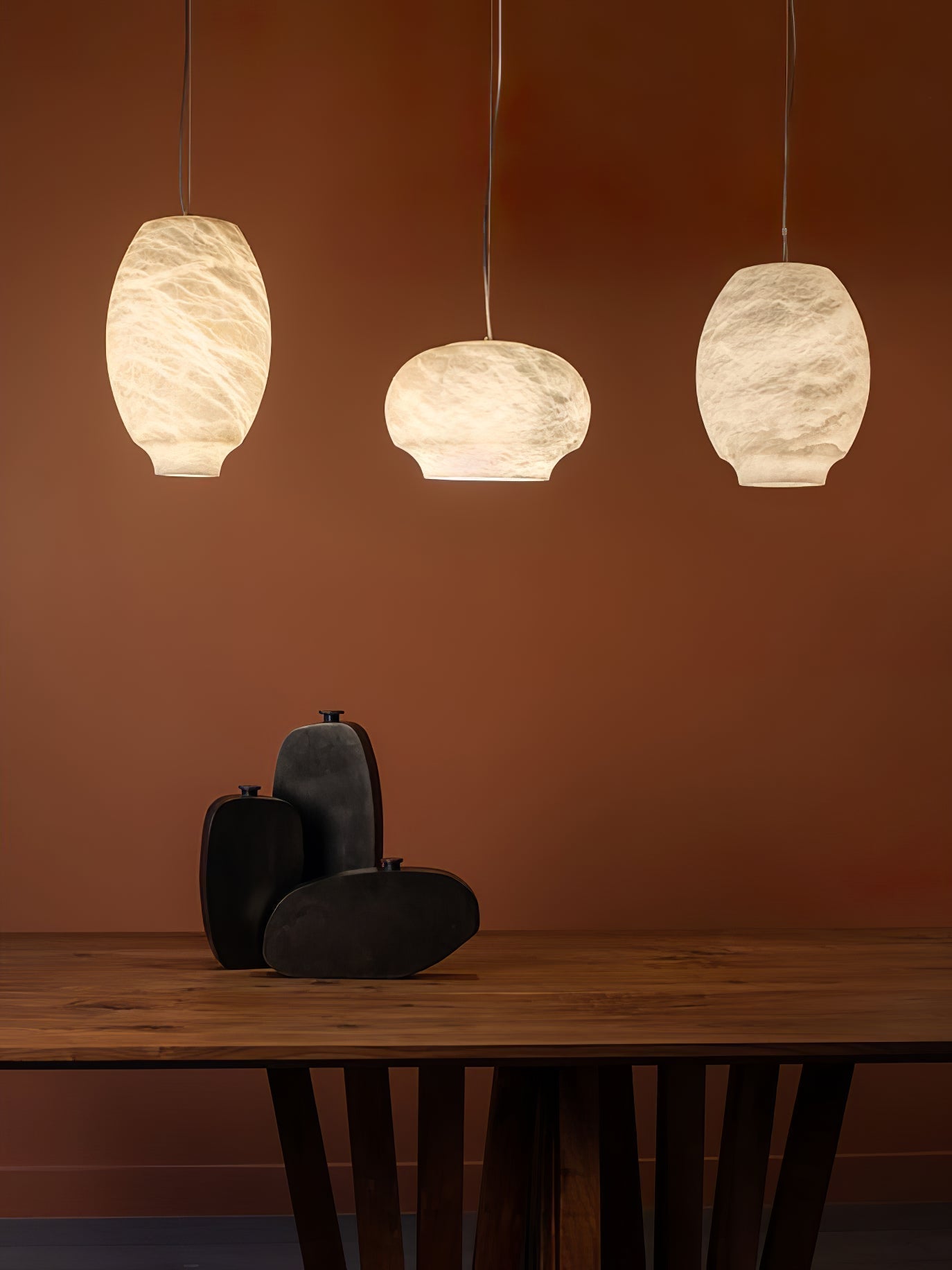 Miroir Lampe Pendante en Albâtre et Métal Minimaliste Moderne - Neutralighting