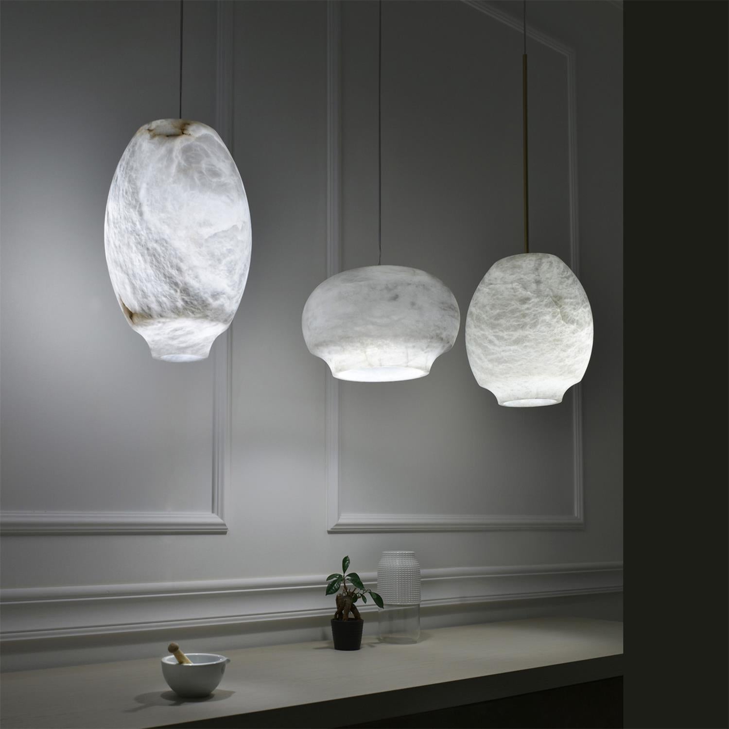 Miroir Lampe Pendante en Albâtre et Métal Minimaliste Moderne - Neutralighting